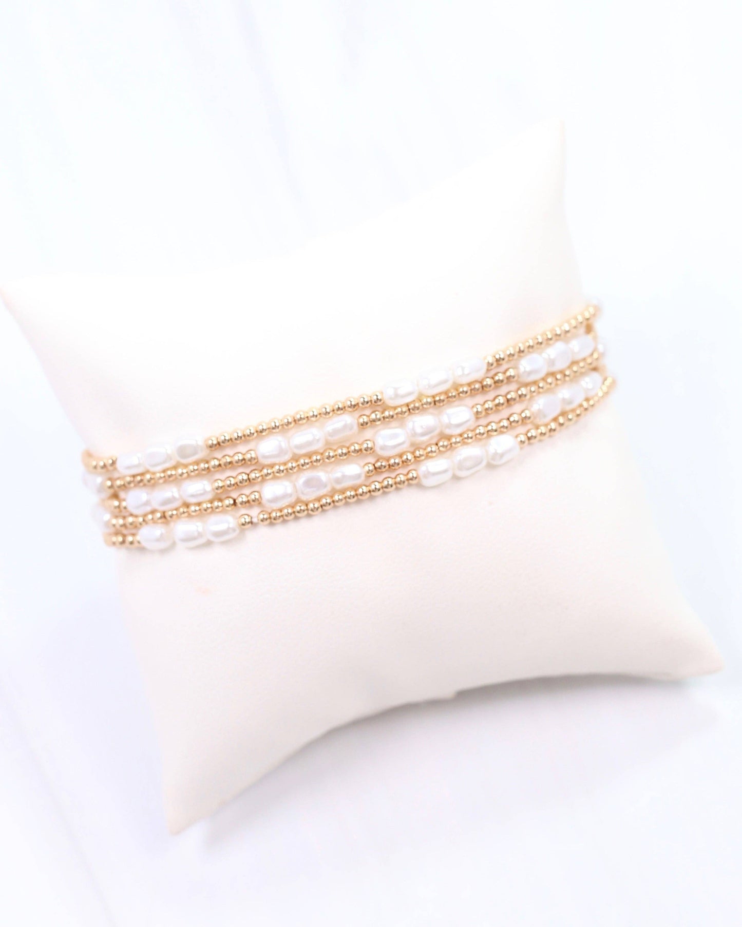 Annette Pearl Stretch Bracelet Set Gold