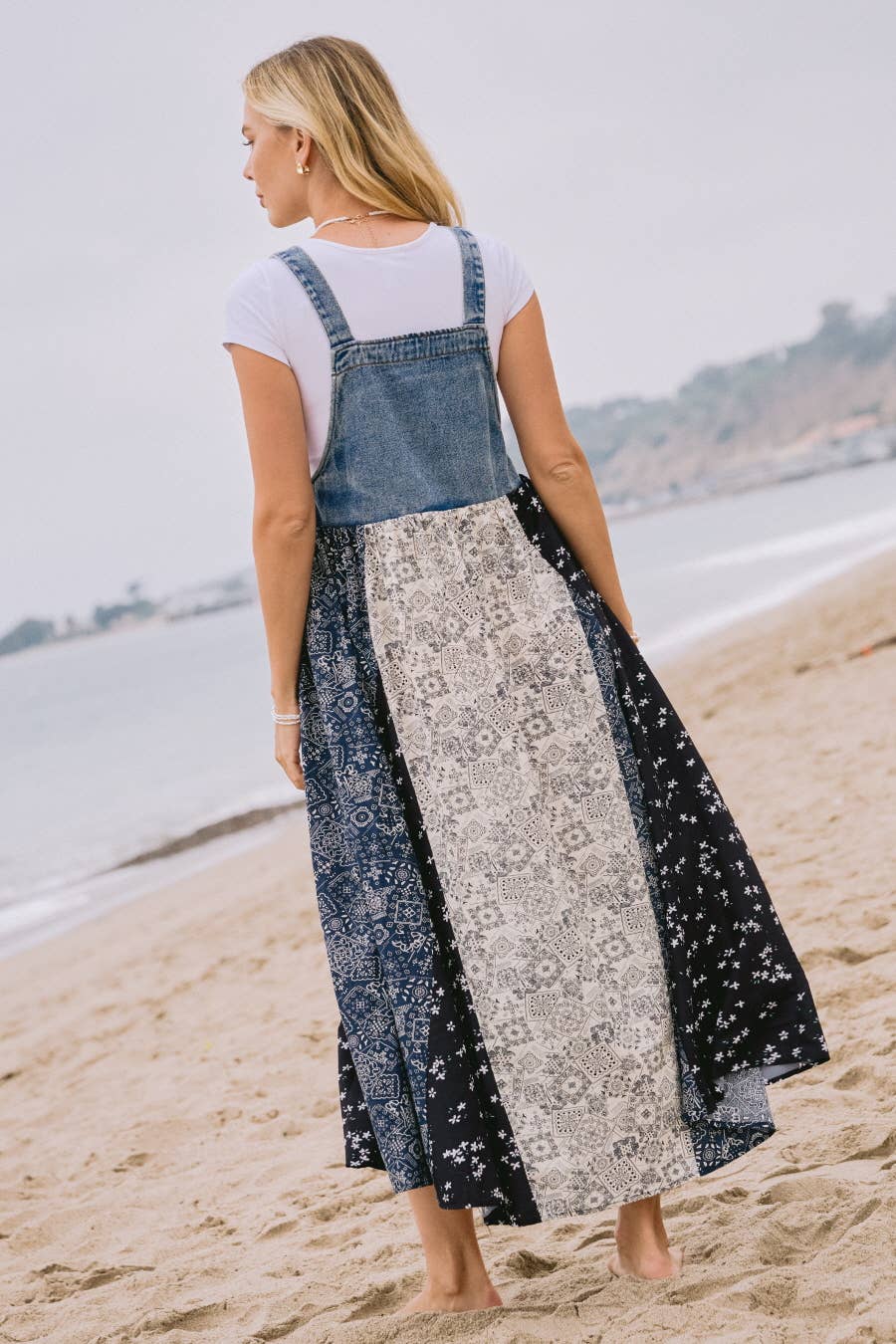 Washed Denim Top Overall Dress