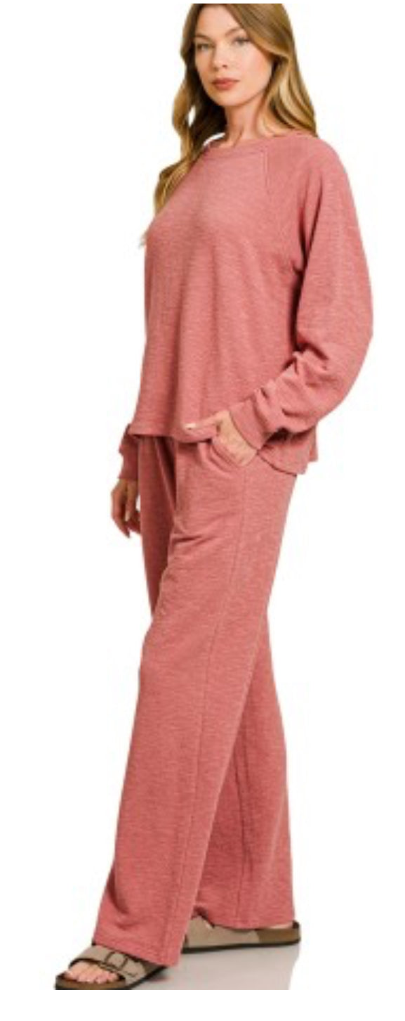 Slub Long Sleeve Pants Set