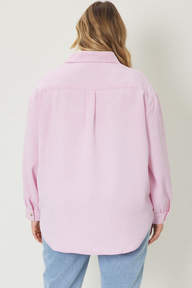 Waffle Knit Curvy Long Sleeve Shirt