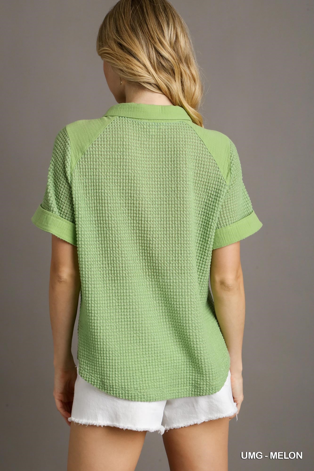 Waffle Knit Button Down Shirt