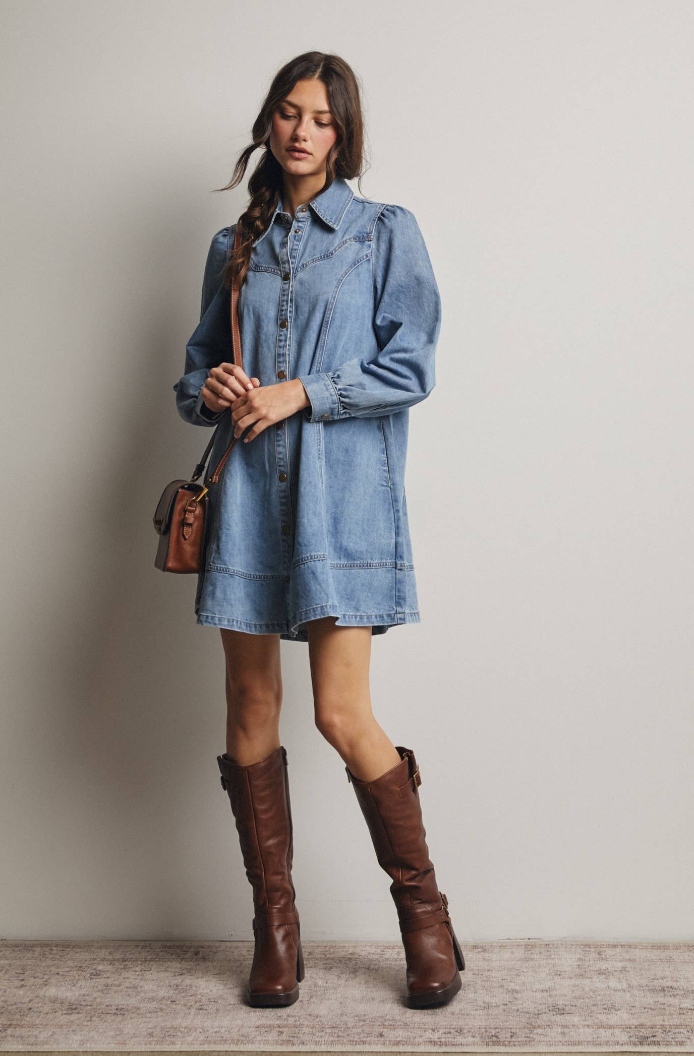 Western Seam Denim Mini Dress