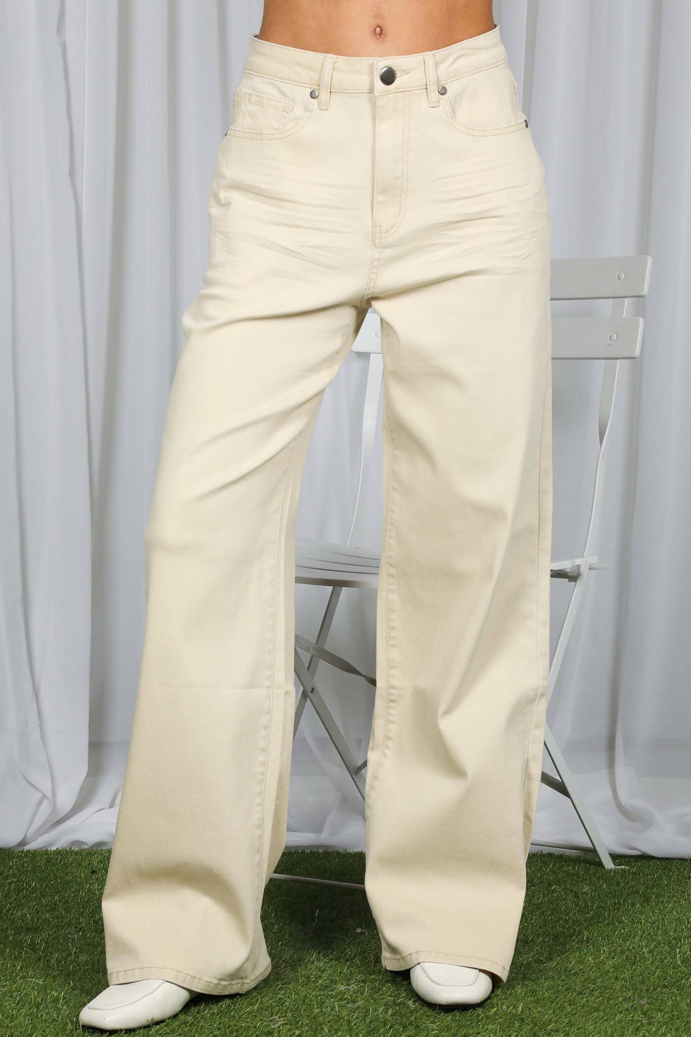 Wide & Loose Straight Leg Cotton Span Long Pants