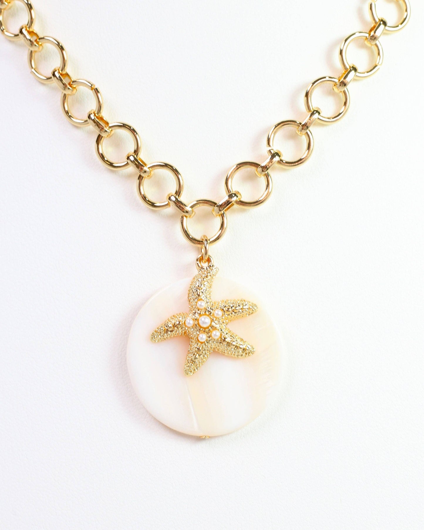Sandra Shell and Starfish Charm Necklace Gold