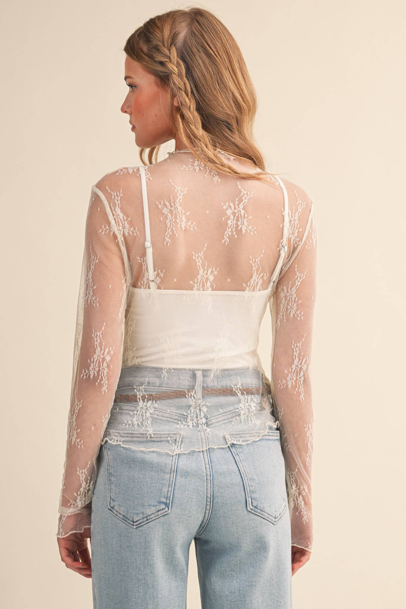 SHEER LACE LONG SLEEVE TOP