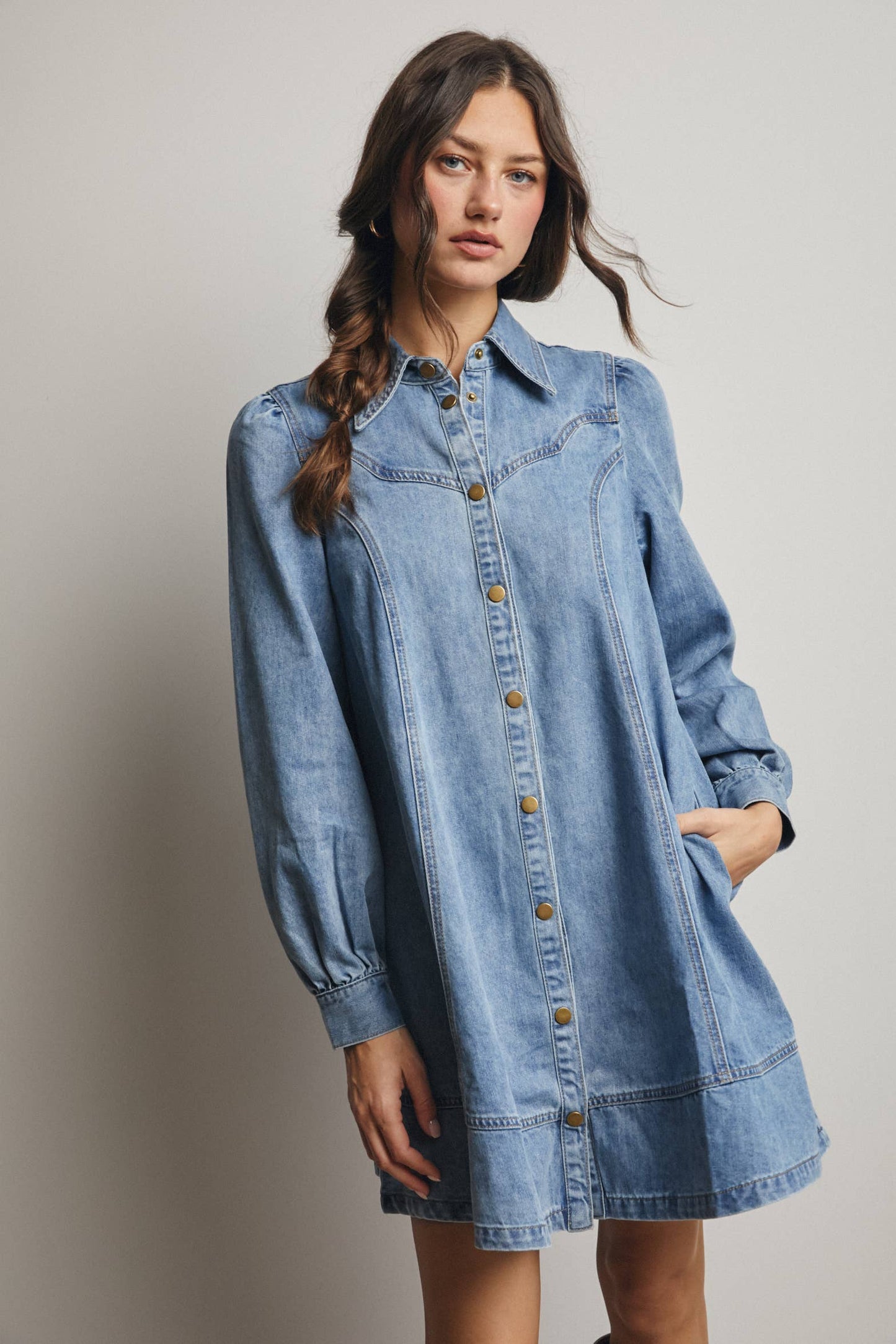 Western Seam Denim Mini Dress