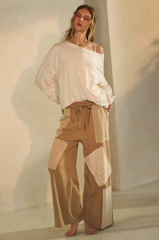 Patchwork Wide-leg Pants