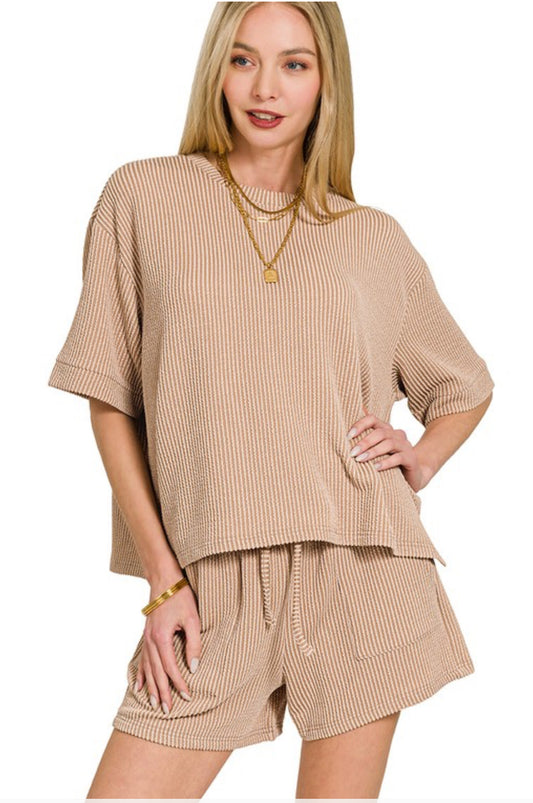 Raised Rib Shorts Set