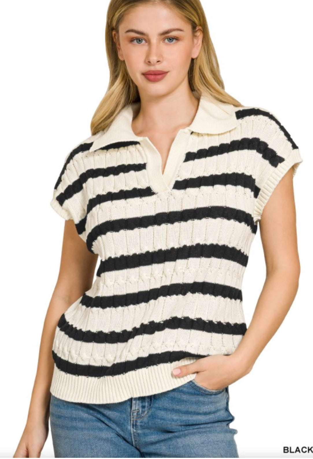 Textured Stripe Sweater Vest