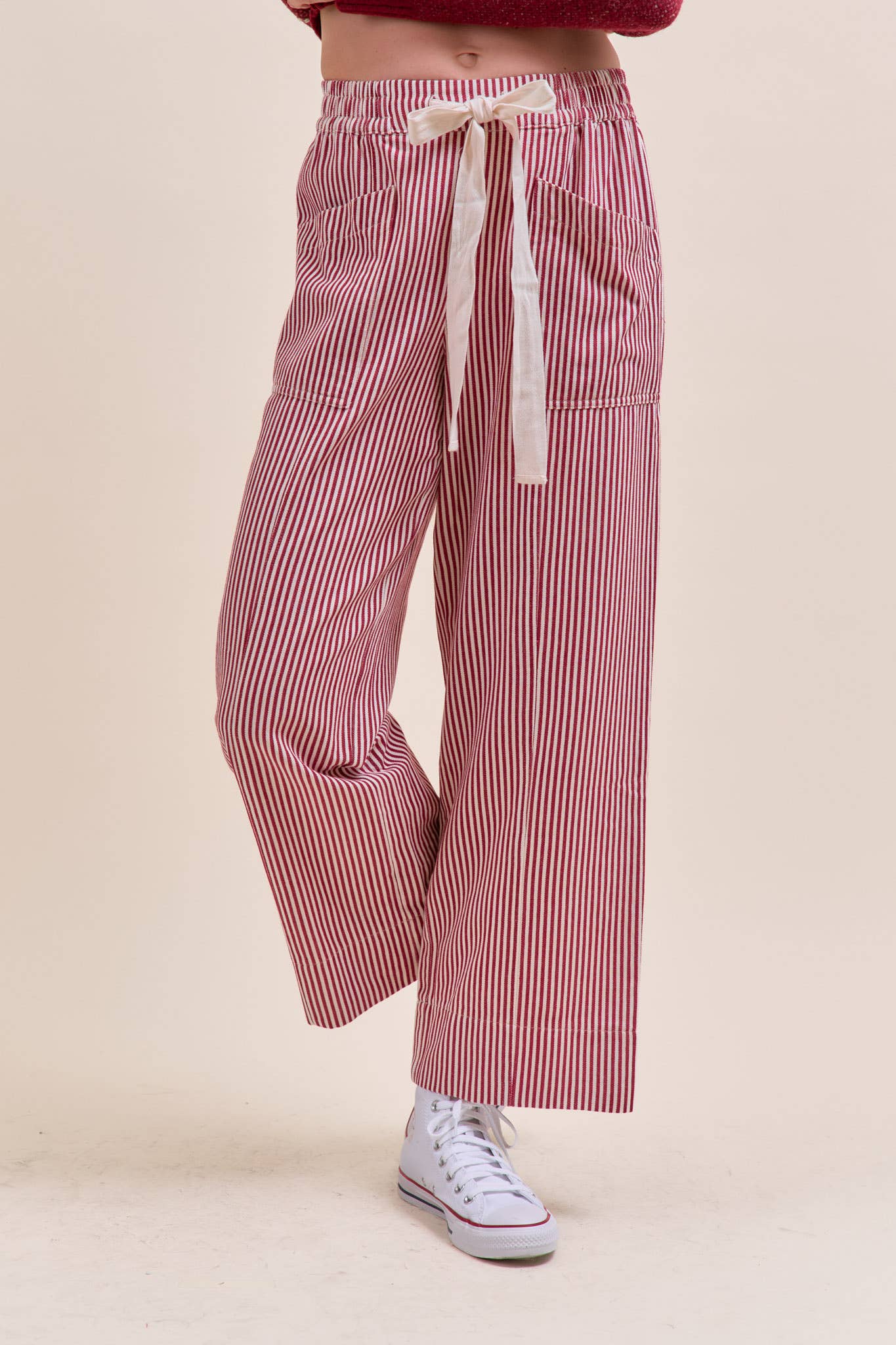 STRIPED WIDE LEG PANTS