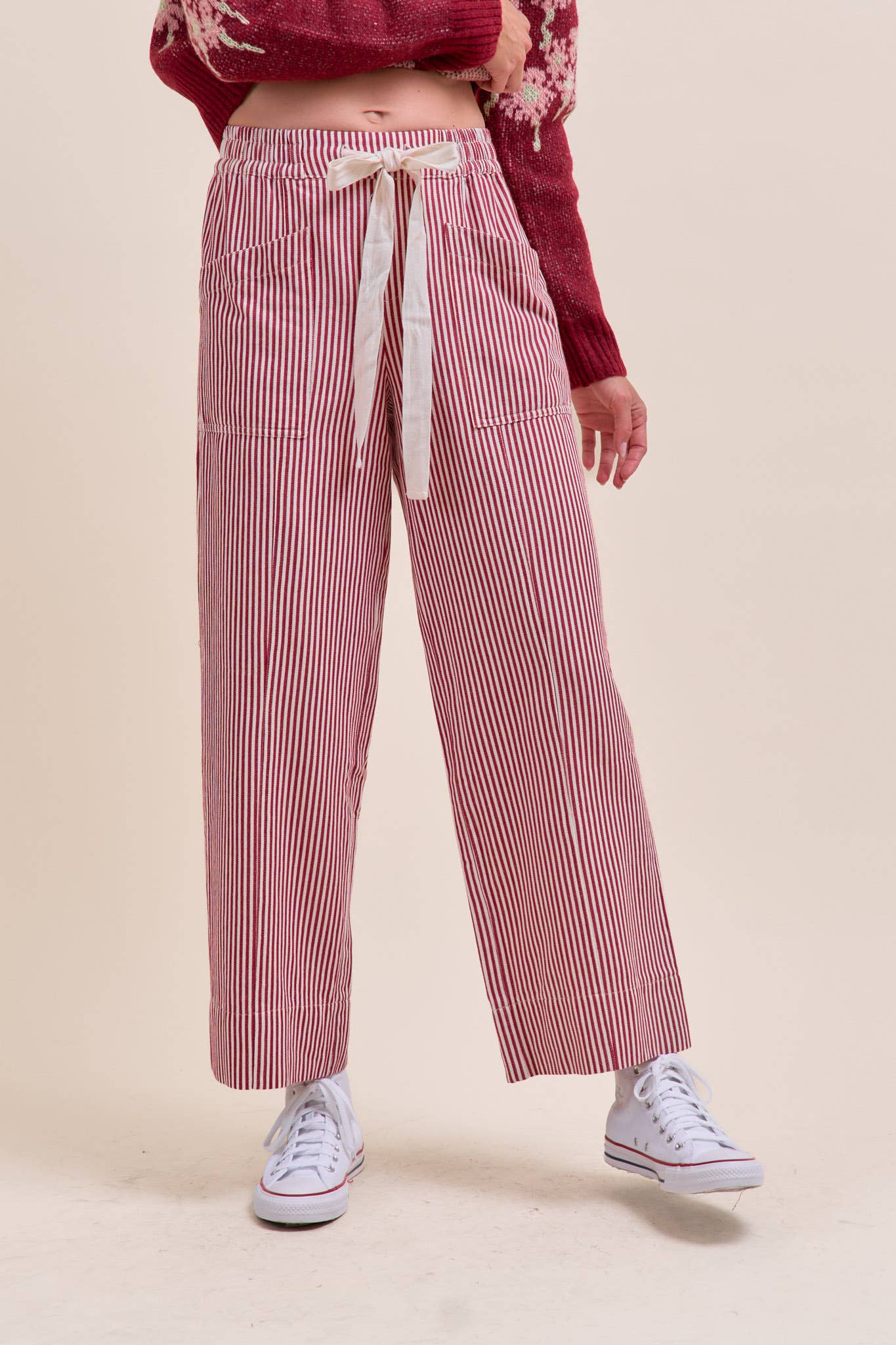 STRIPED WIDE LEG PANTS