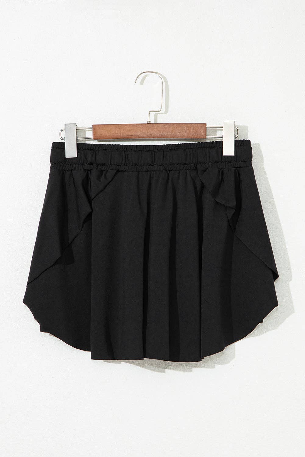 Solid Drawstring High Waist Skort
