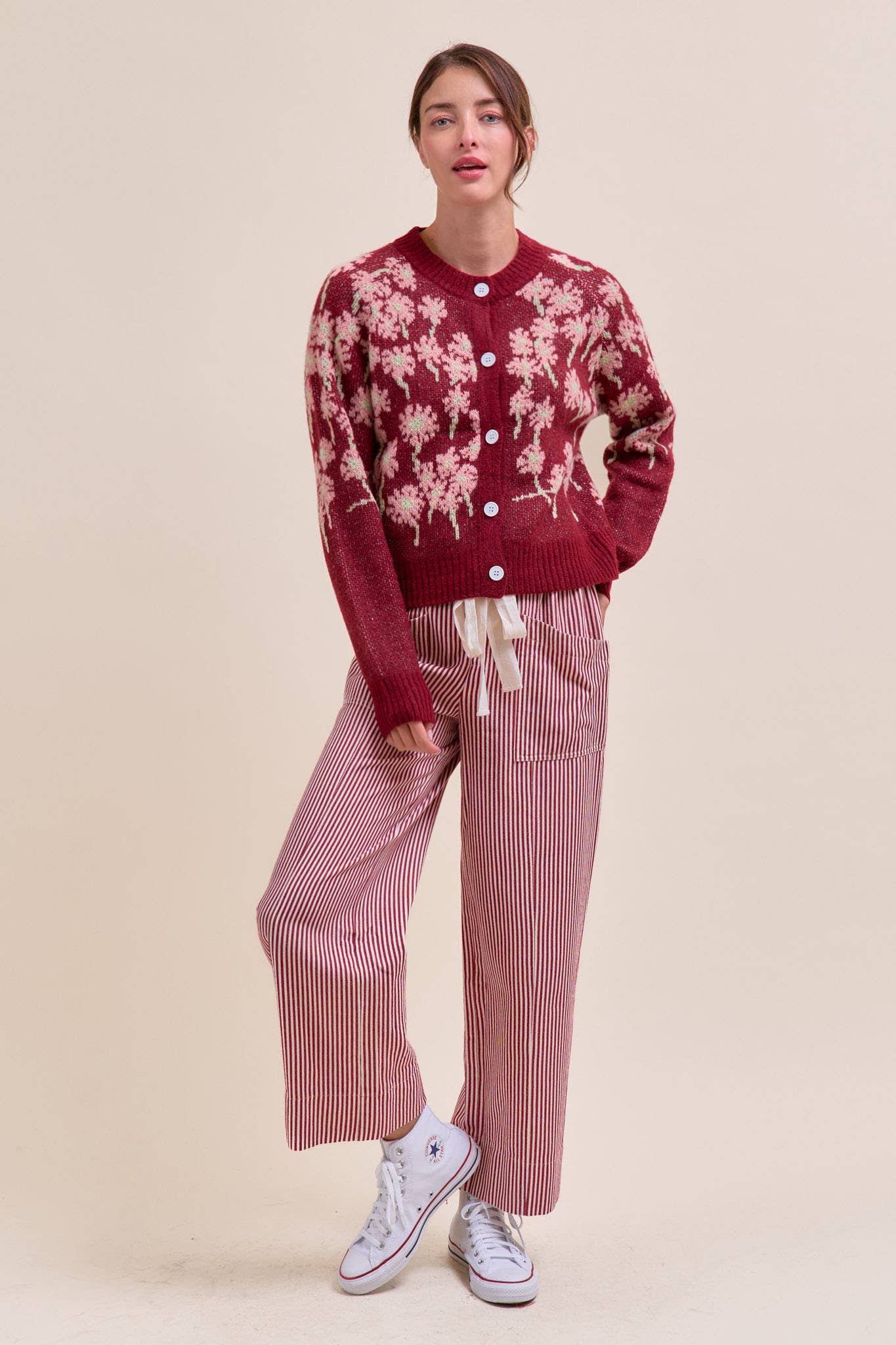 STRIPED WIDE LEG PANTS