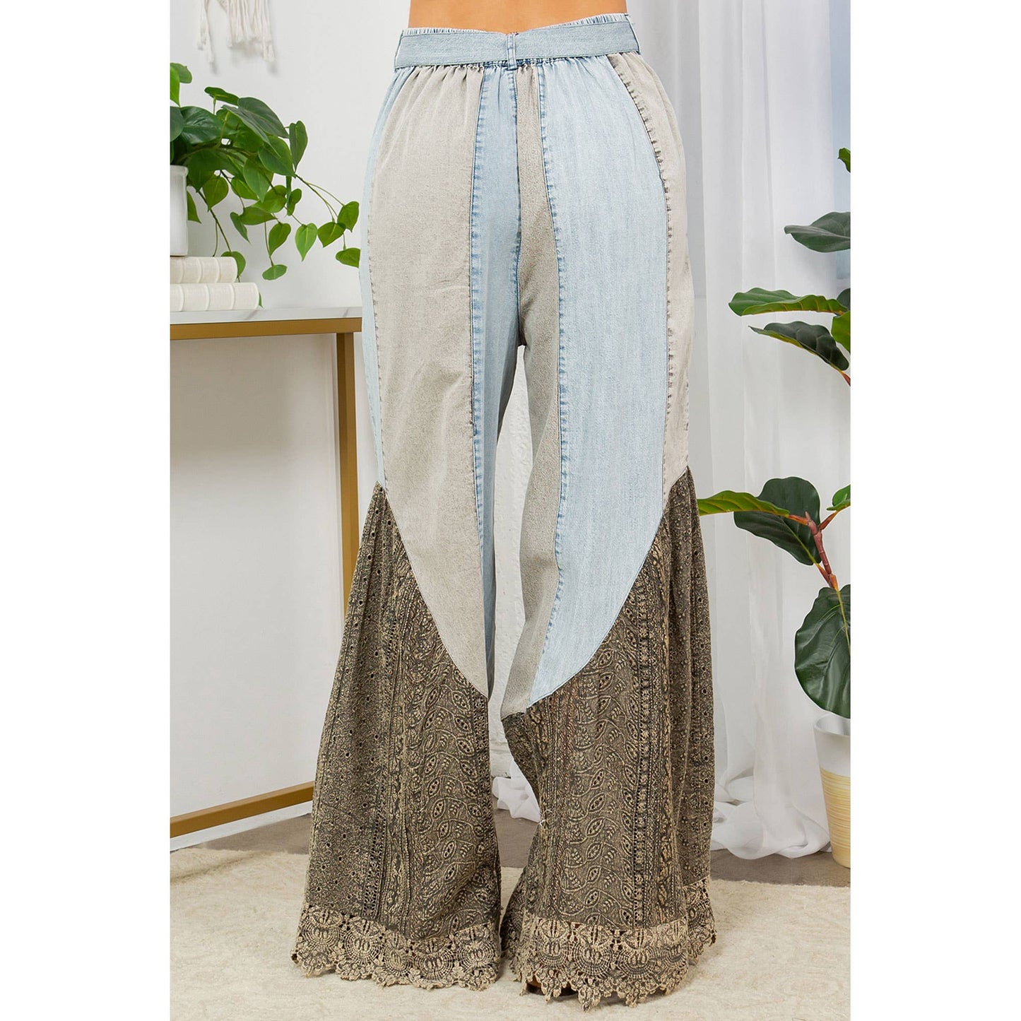 Wild West Lace Rhapsody Denim Lace Flare Pants