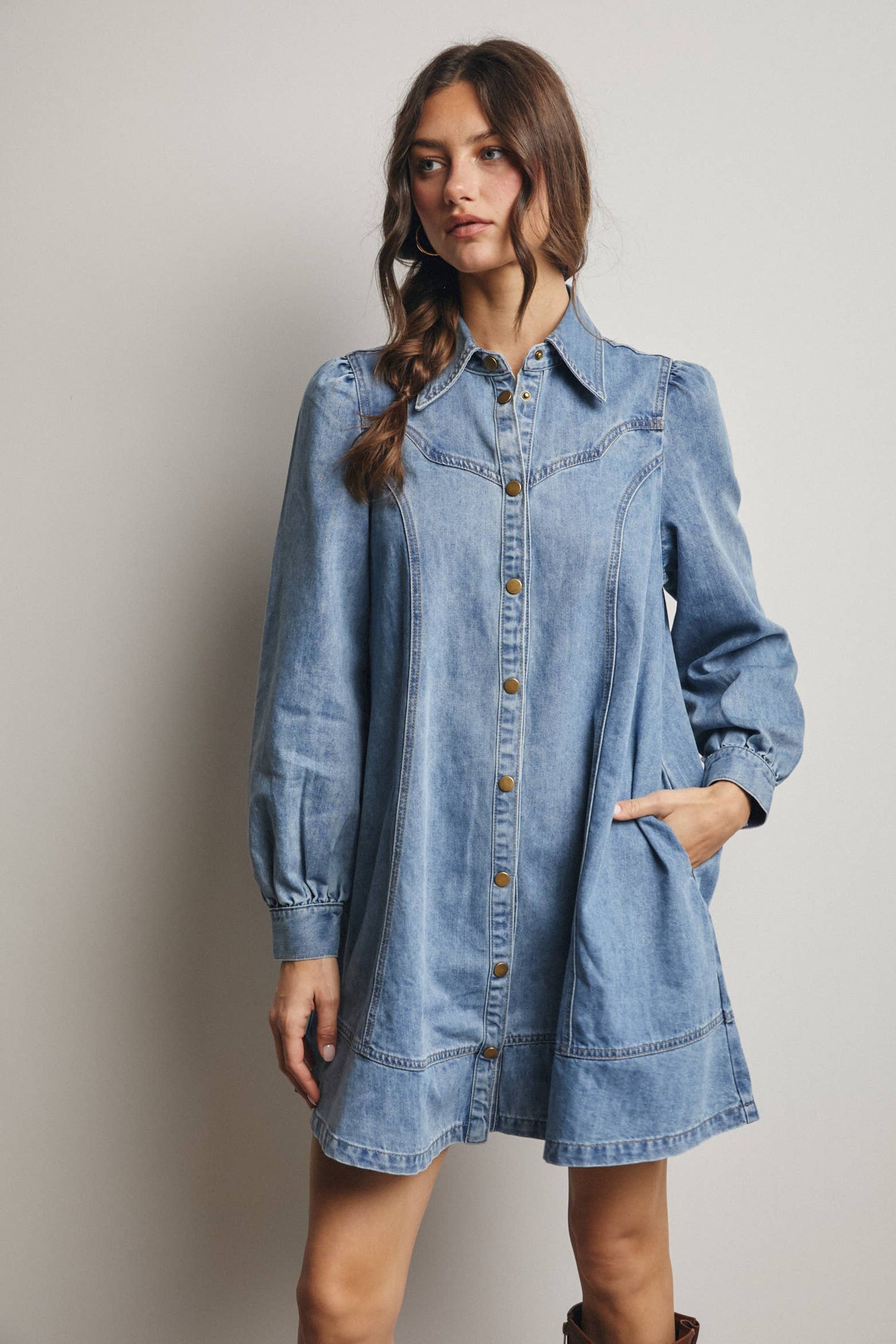 Western Seam Denim Mini Dress