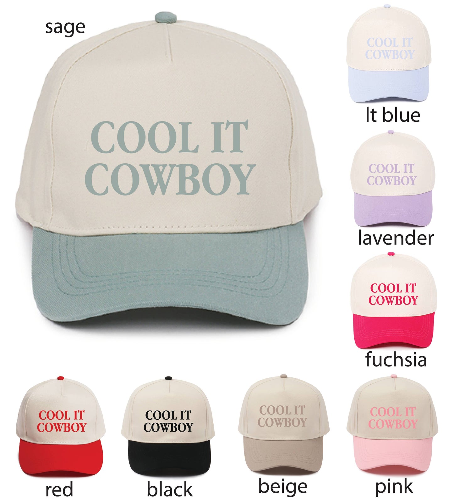 Western COOL IT COWBOY Embroidery Two Tone 5 Panel Cap