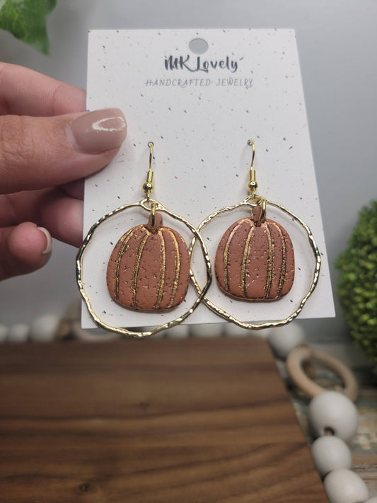 Gold Foiled Pumpkin Dangles