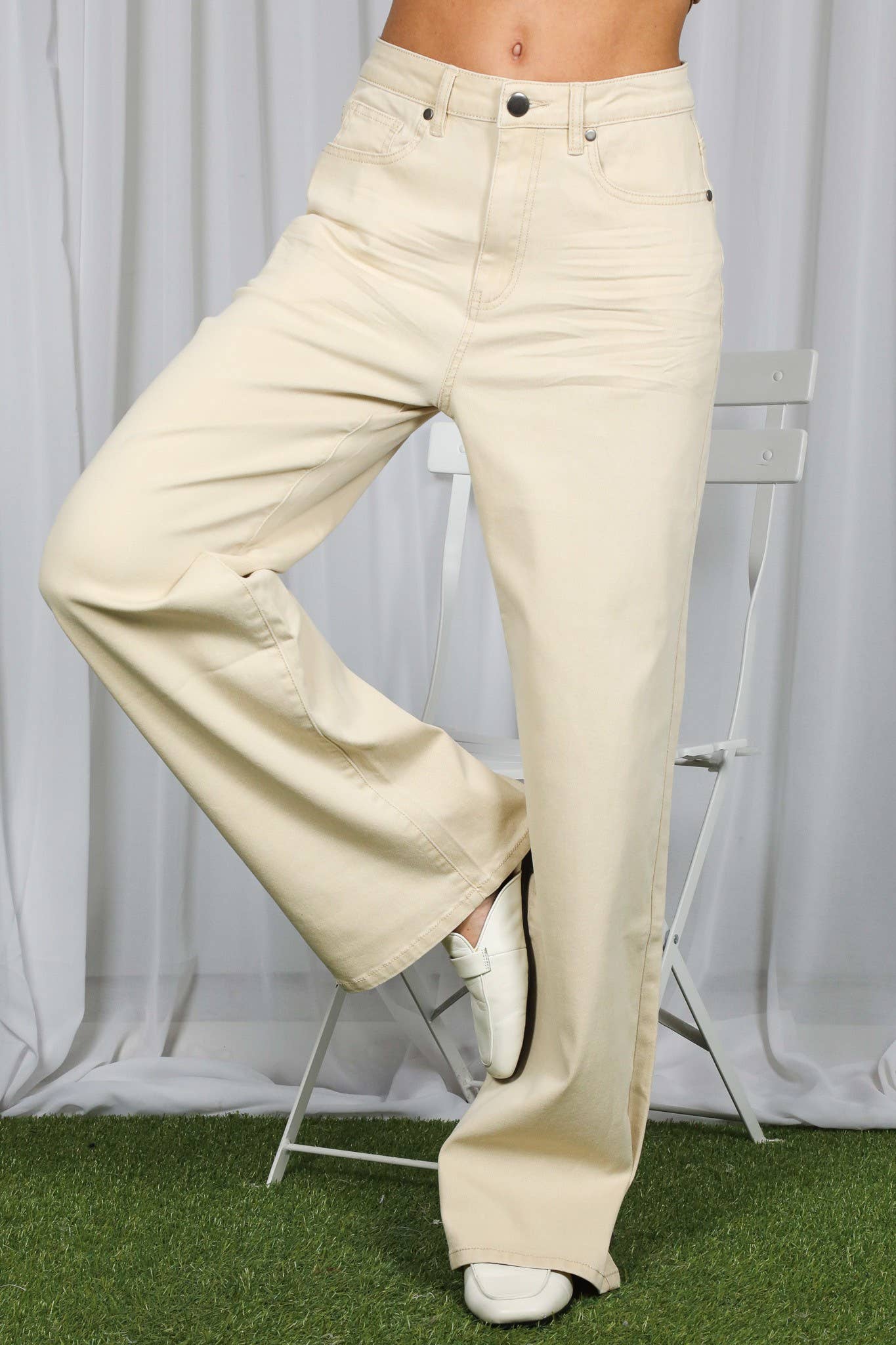 Wide & Loose Straight Leg Cotton Span Long Pants
