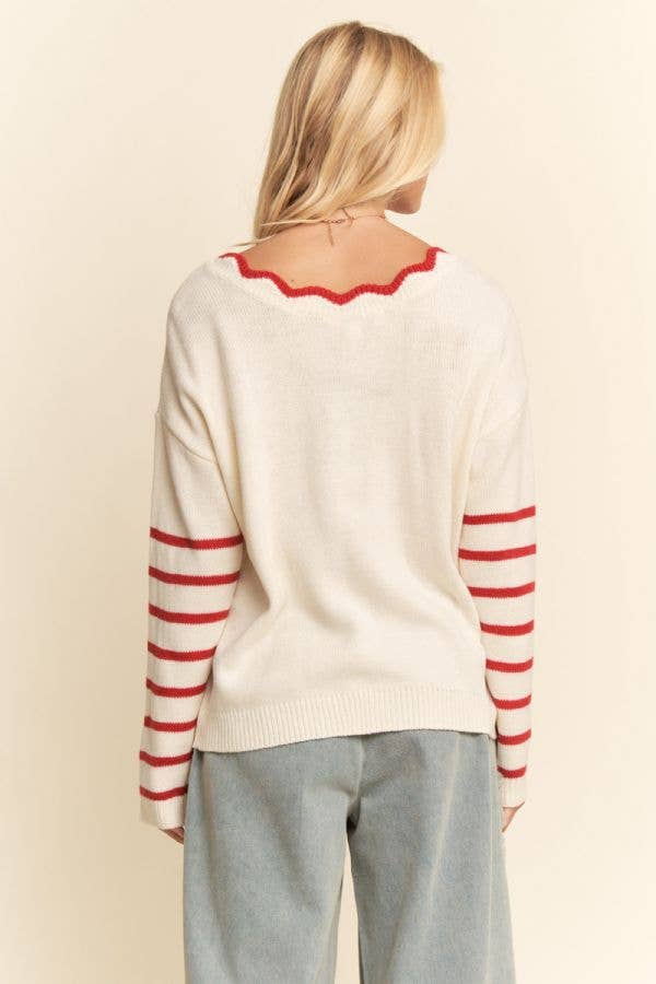 PLUS SEQUIN NUTCRACKER PATCH BOW SWEATER TOP