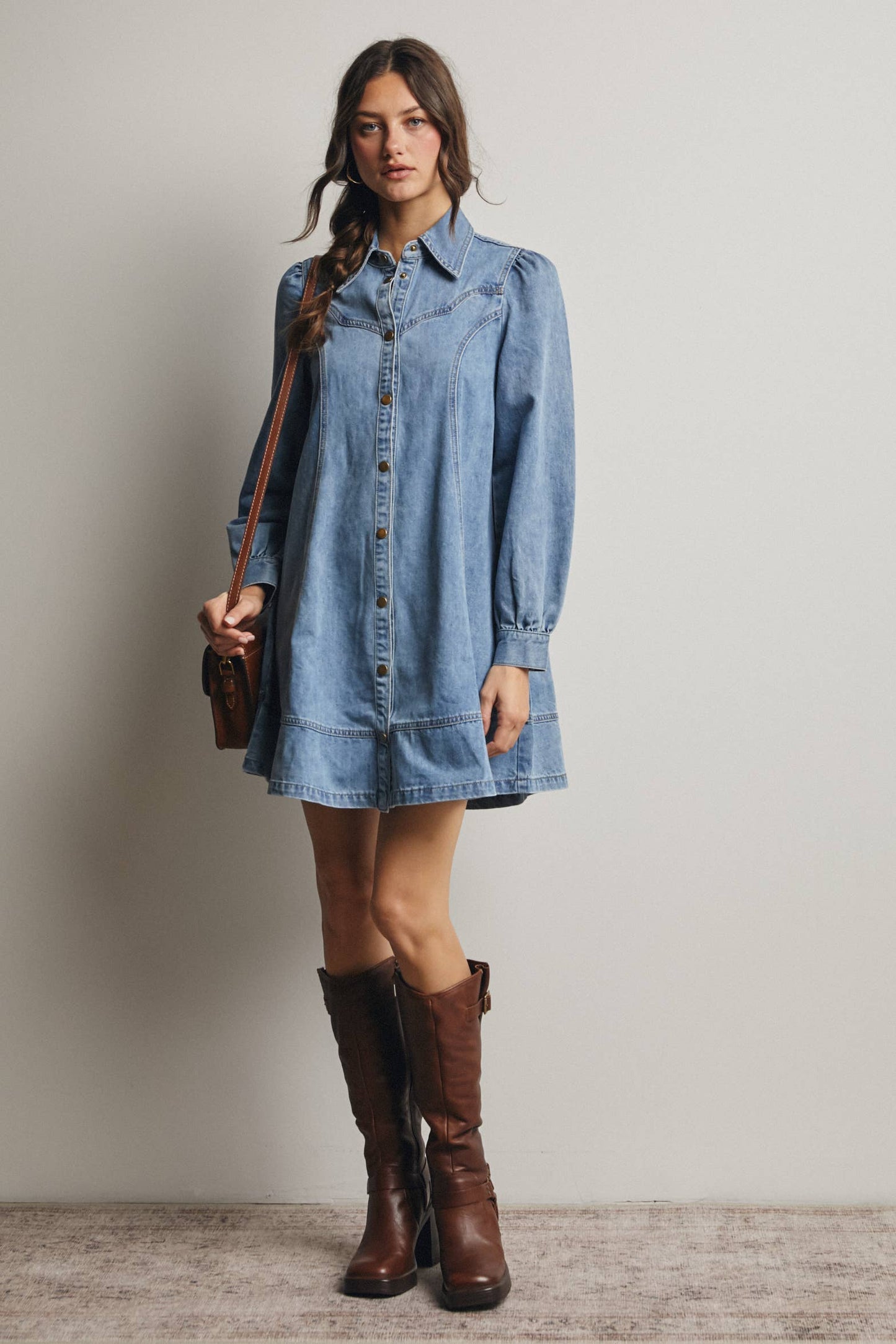 Western Seam Denim Mini Dress