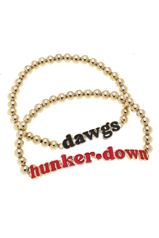 Georgia Bulldogs Slogan Ball Bead Bracelet Set of 2