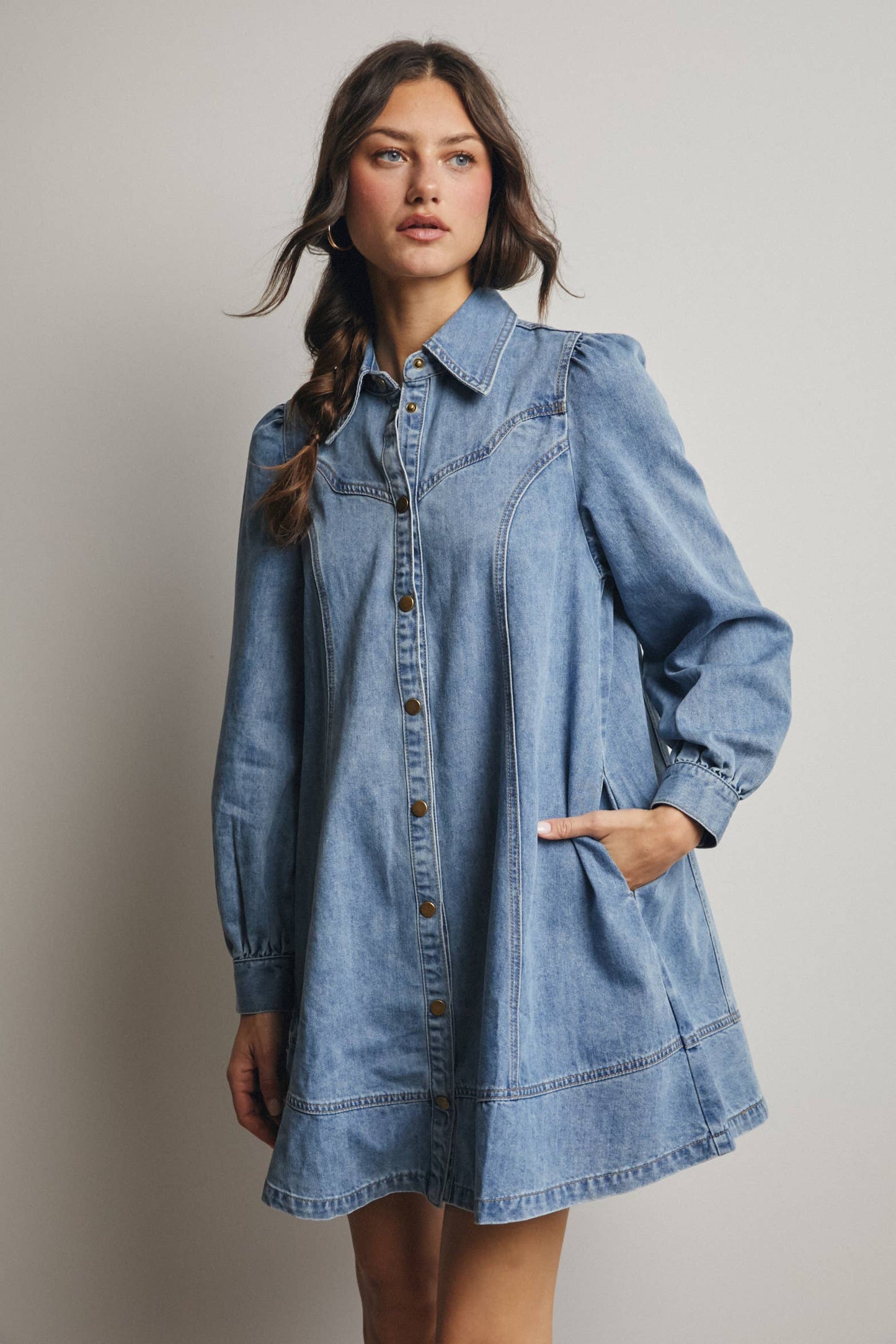 Western Seam Denim Mini Dress