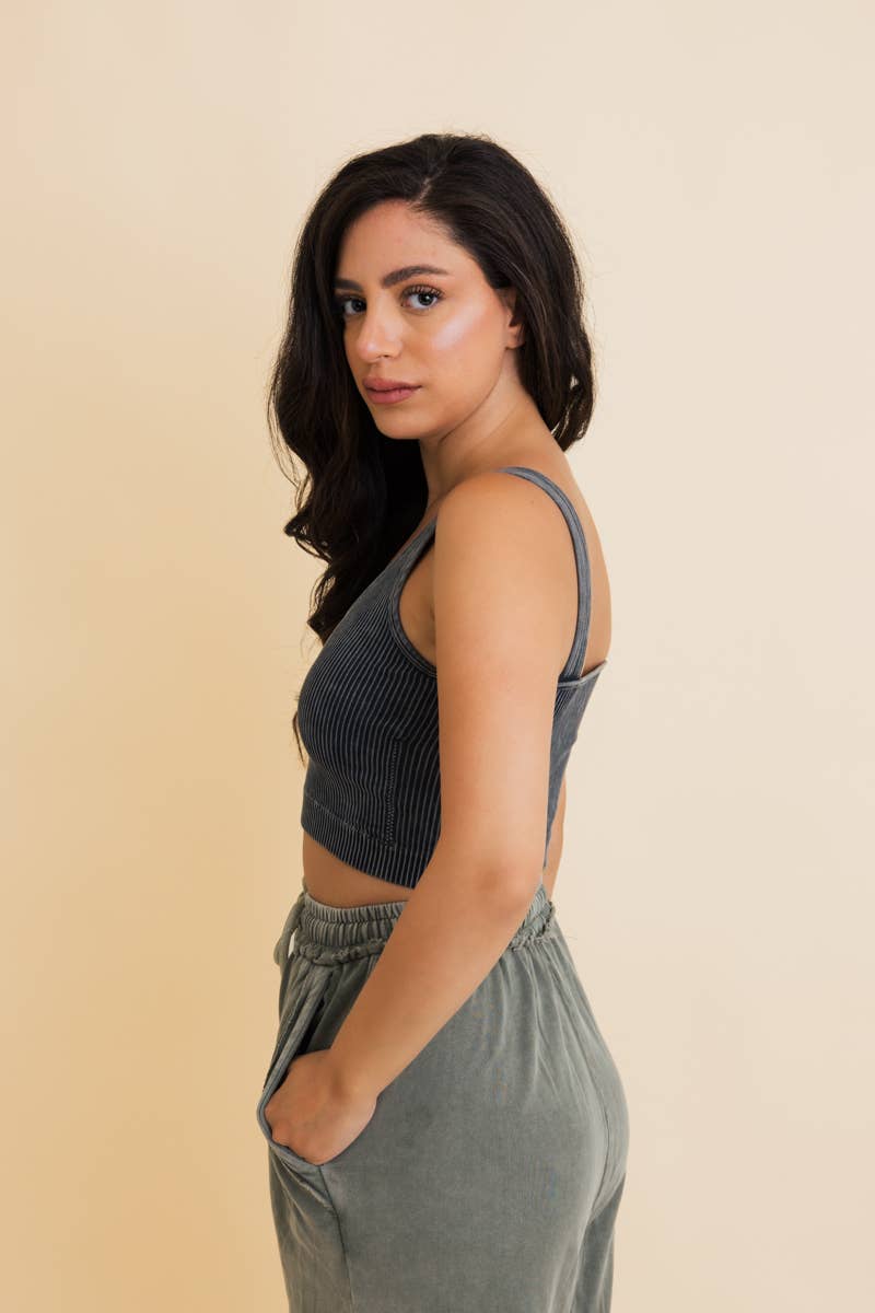 Just Breathe Washed Ribbed Padded Bralette