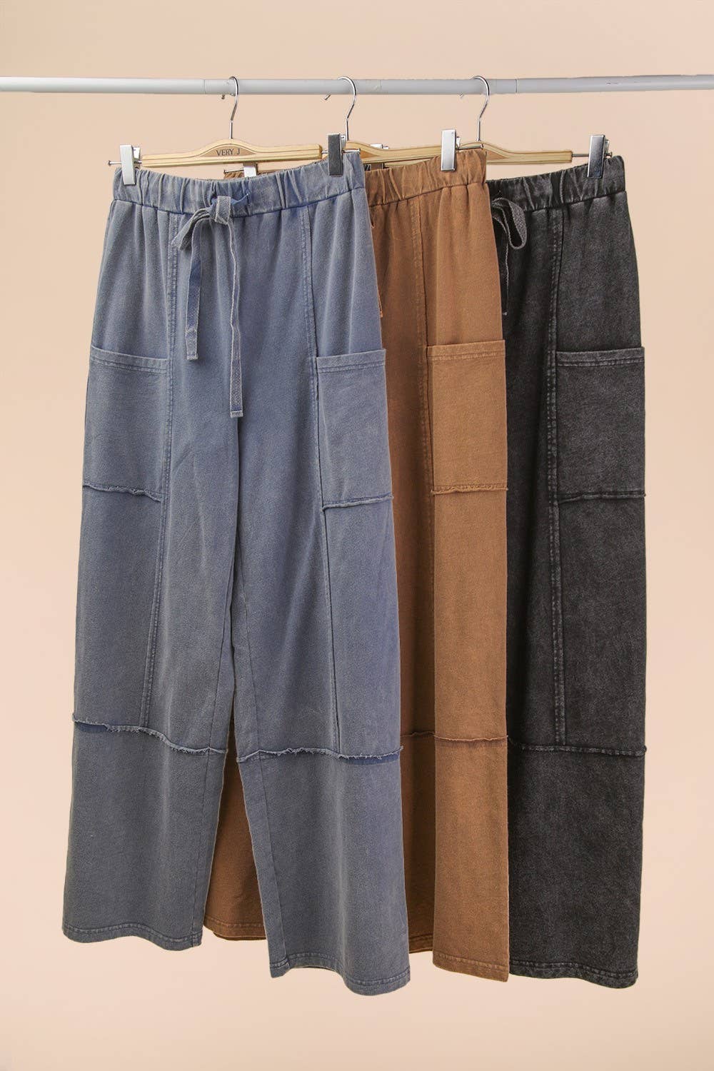 Mineral Washed Wide Leg Casual Comfy Pants