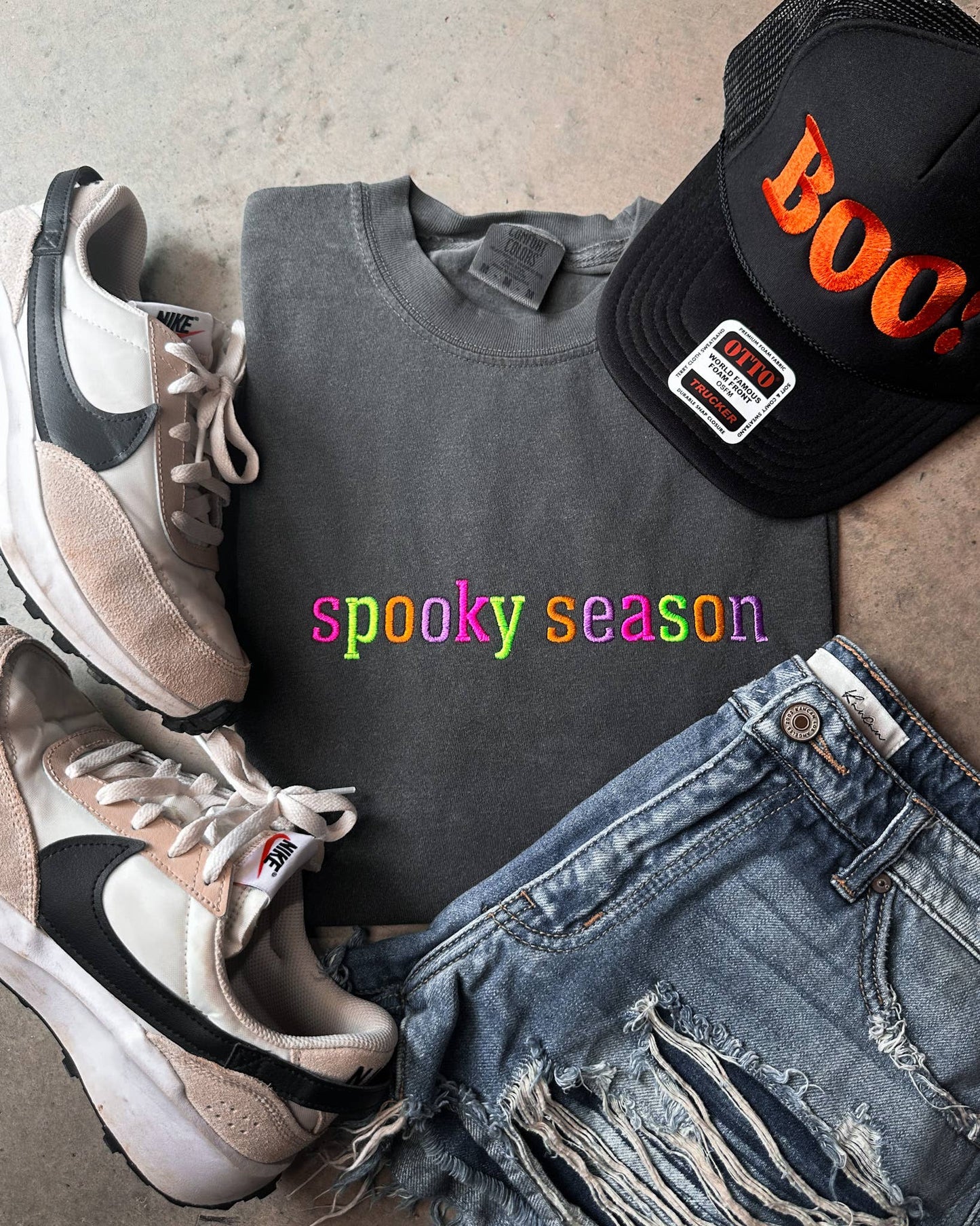 Spooky Season Halloween Embroidery Graphic Tee