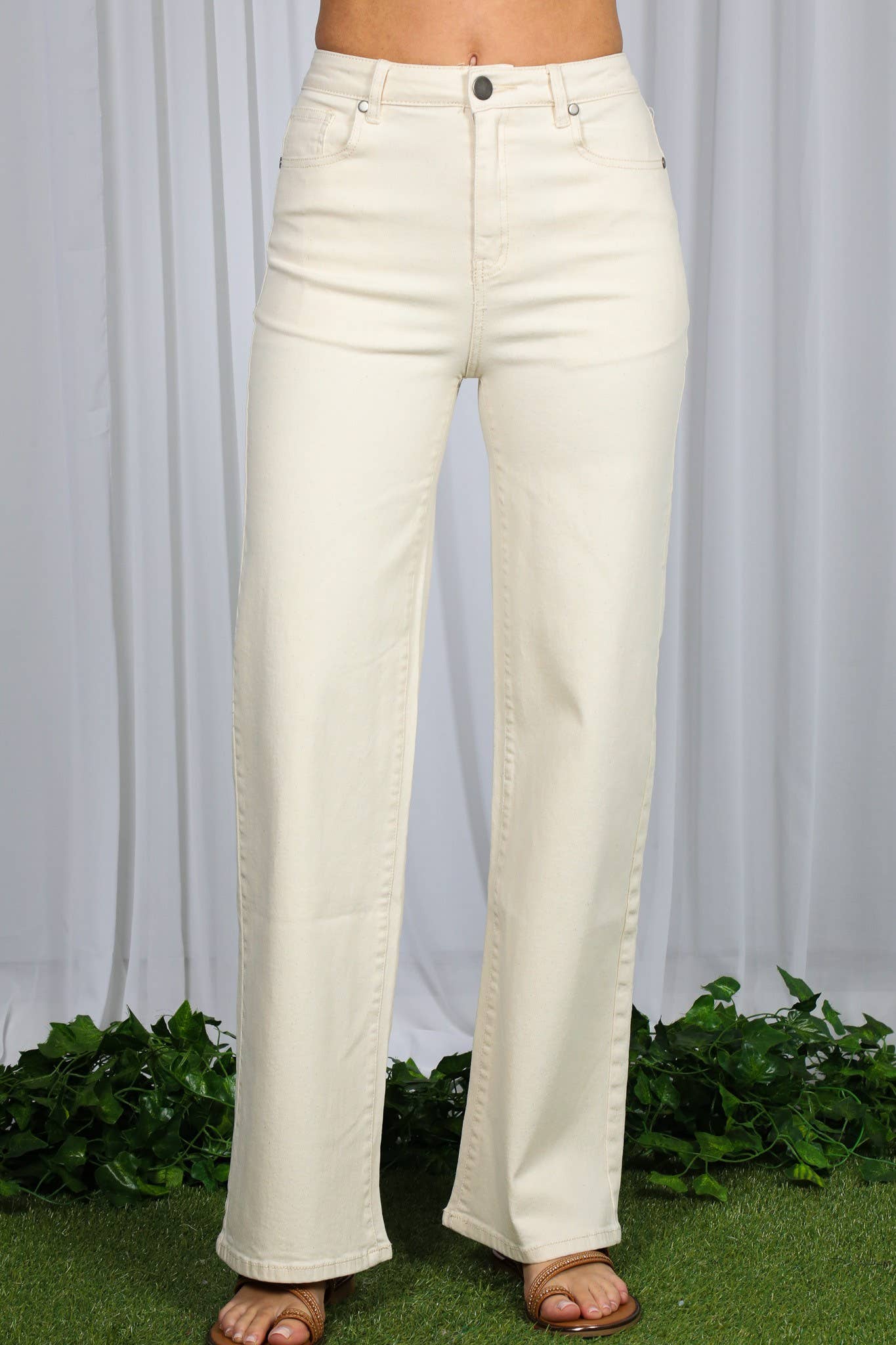 Wide & Loose Straight Leg Cotton Span Long Pants