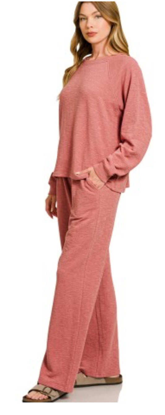Slub Long Sleeve Pants Set