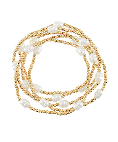 5 Row Pearl Station CCB Bracelet