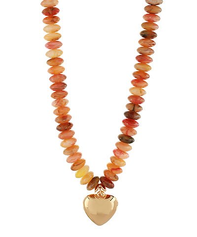 Rondelle Beads Puffy Heart Necklace