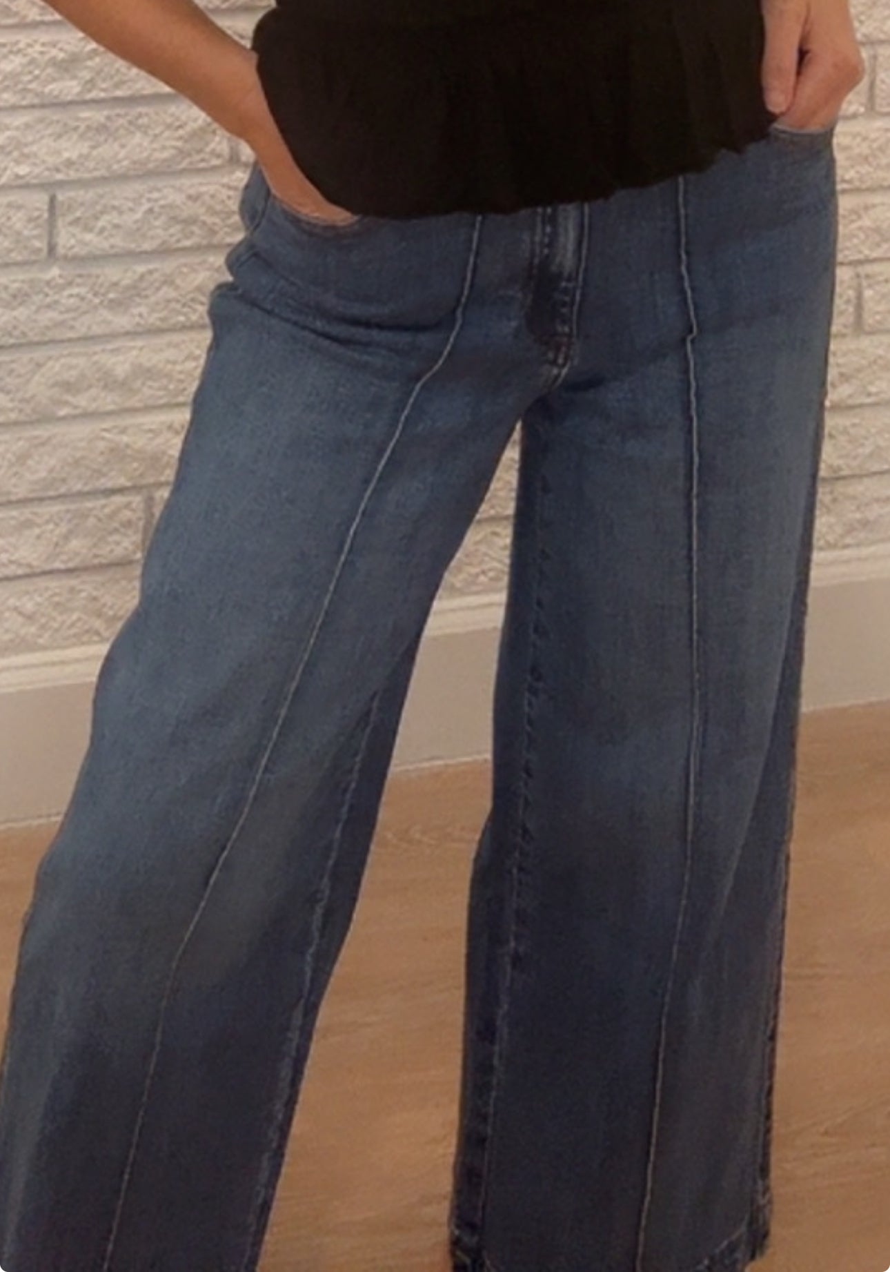 Stretch High Rise Wide Leg Jeans