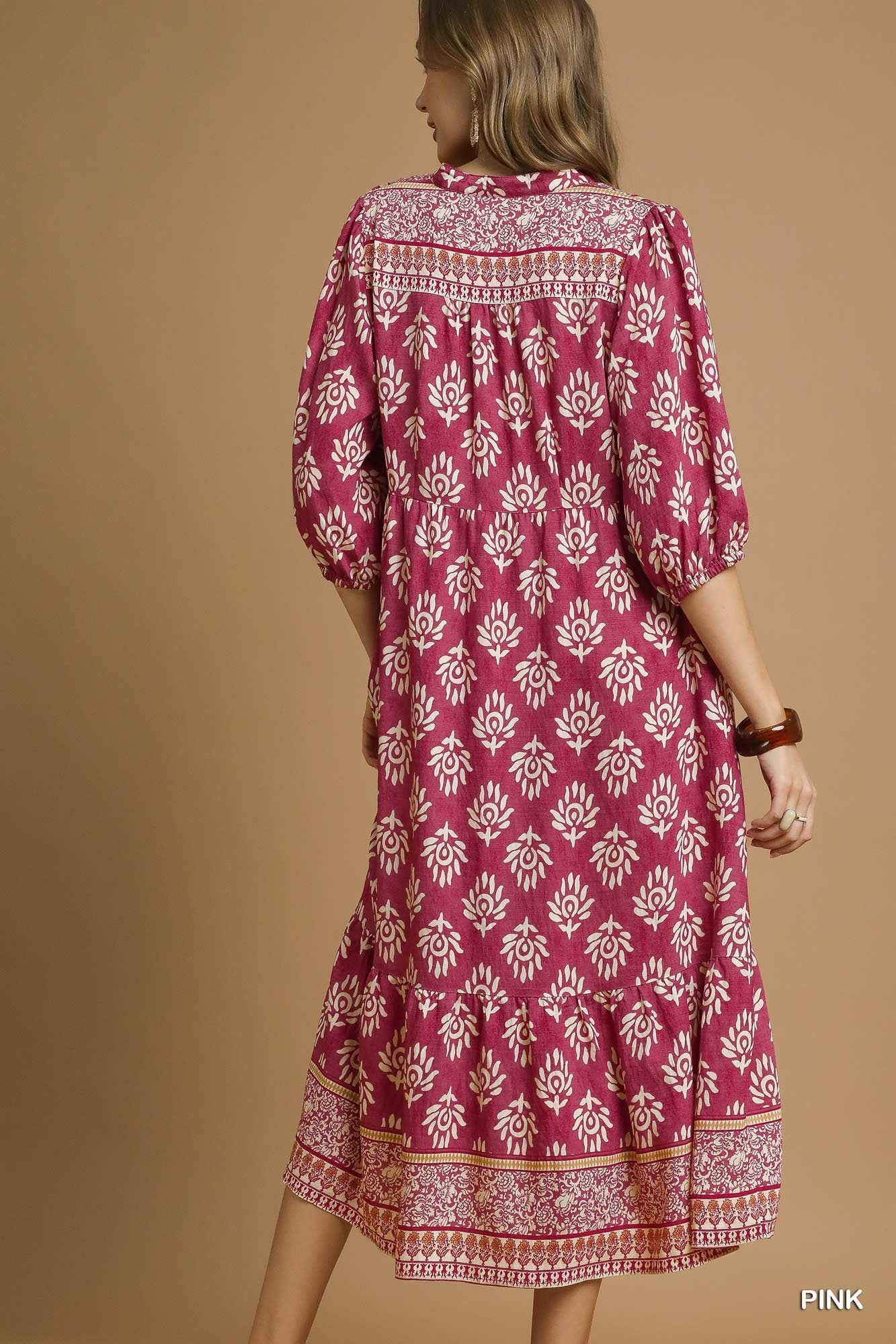 Abstract Boarder Print Midi Dress