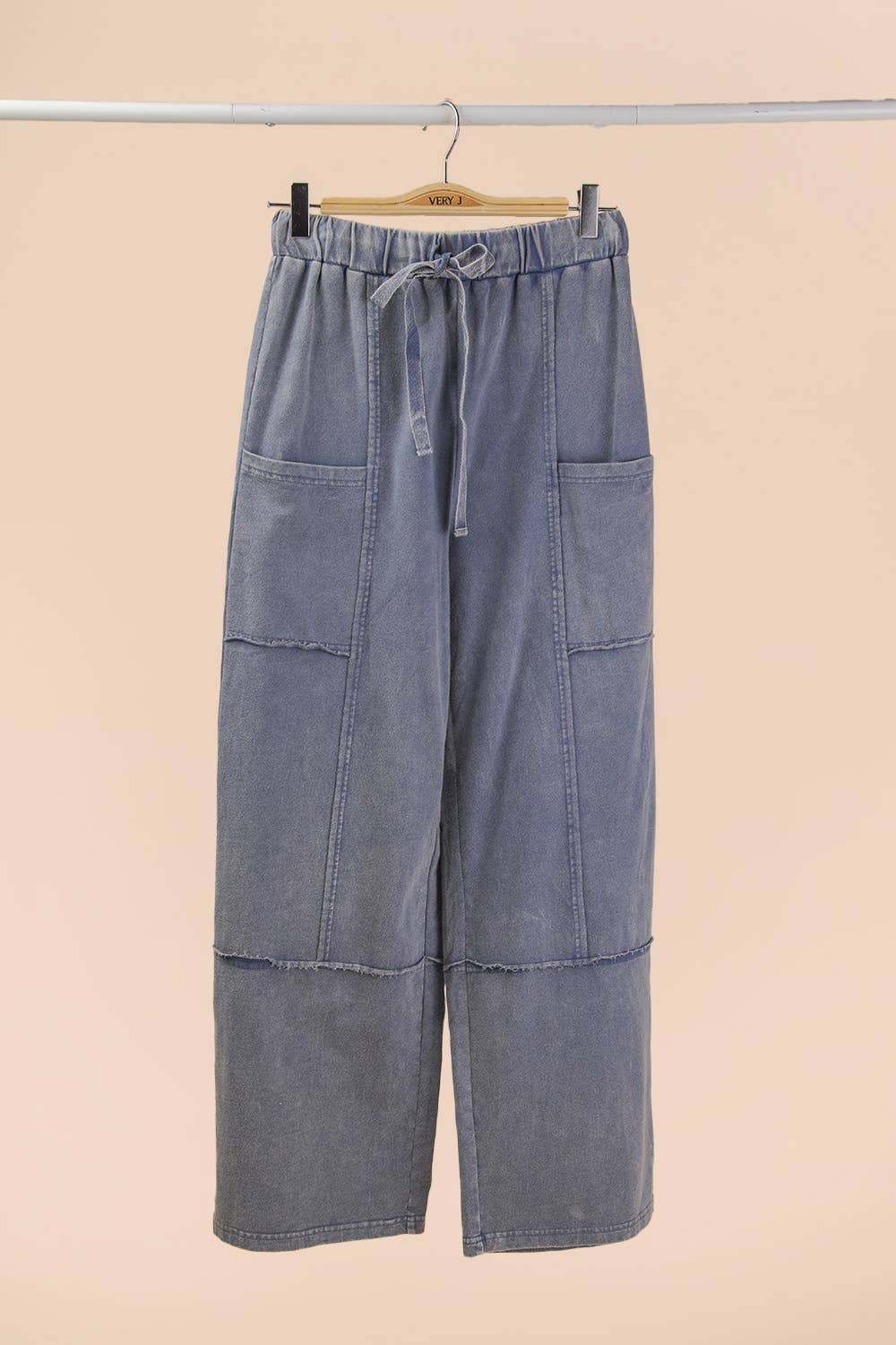 Mineral Washed Wide Leg Casual Comfy Pants