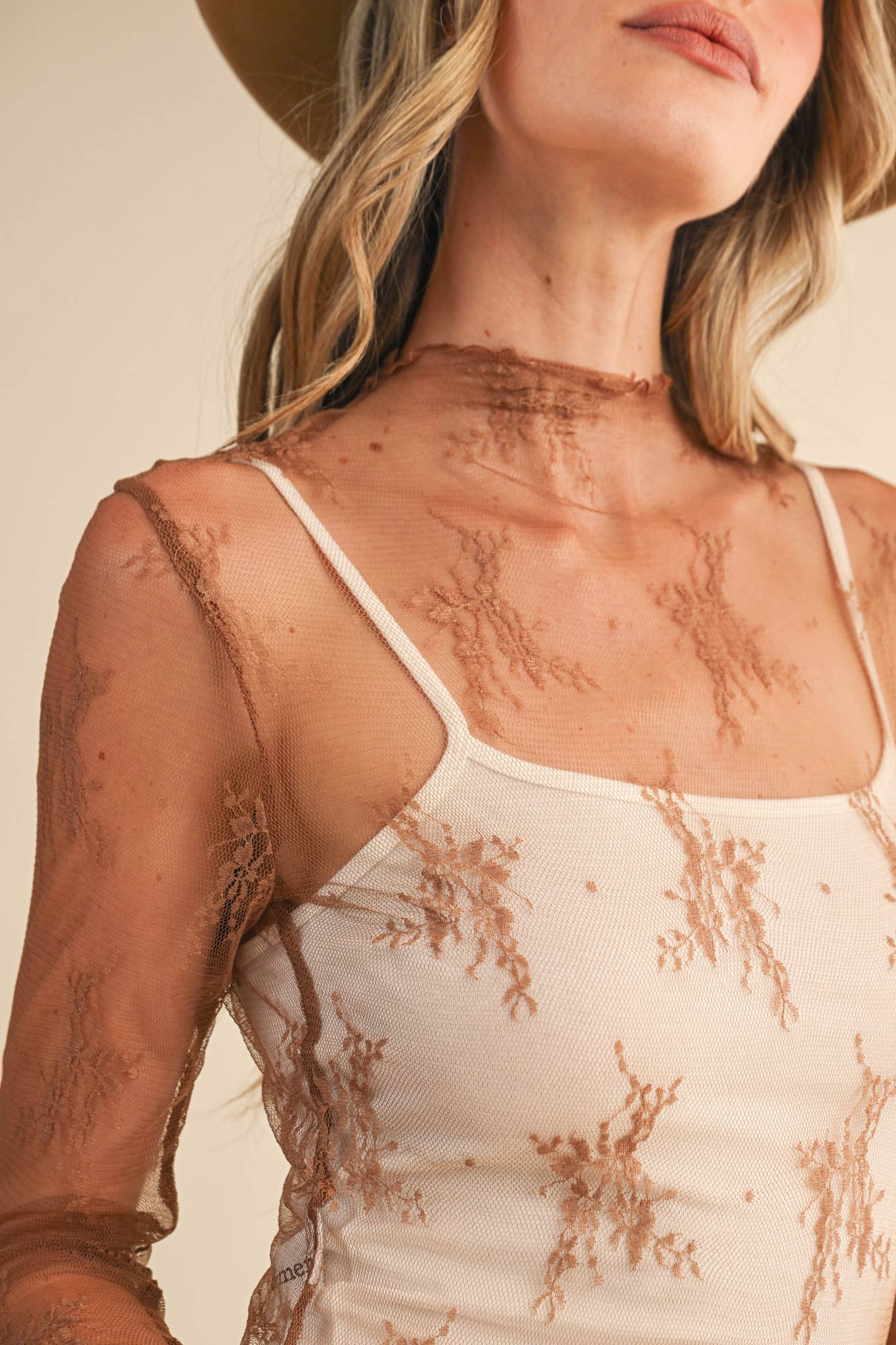 SHEER LACE LONG SLEEVE TOP