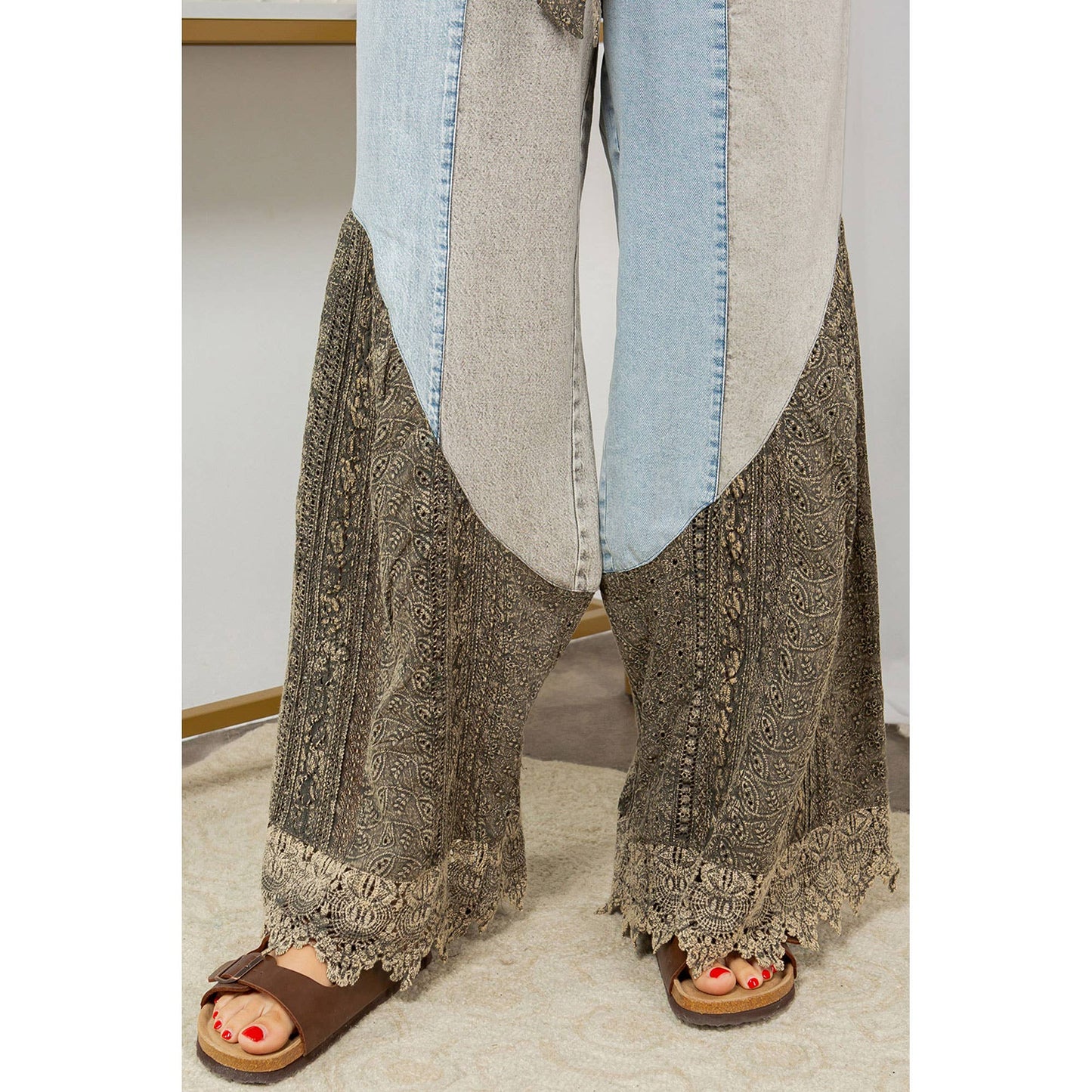 Wild West Lace Rhapsody Denim Lace Flare Pants