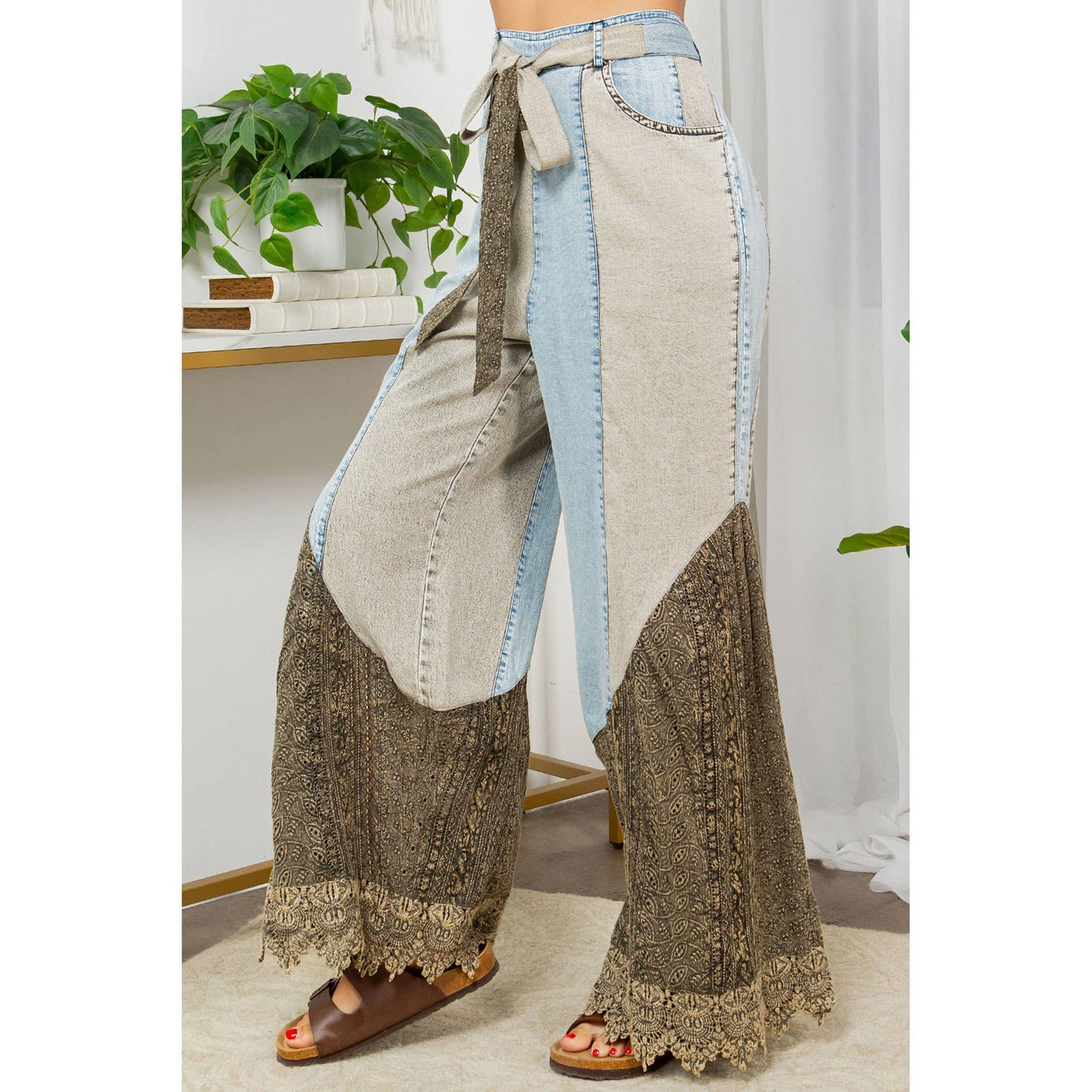 Wild West Lace Rhapsody Denim Lace Flare Pants