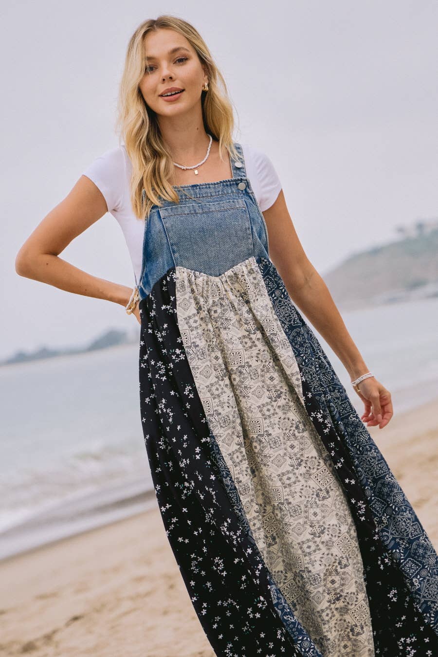 Washed Denim Top Overall Dress