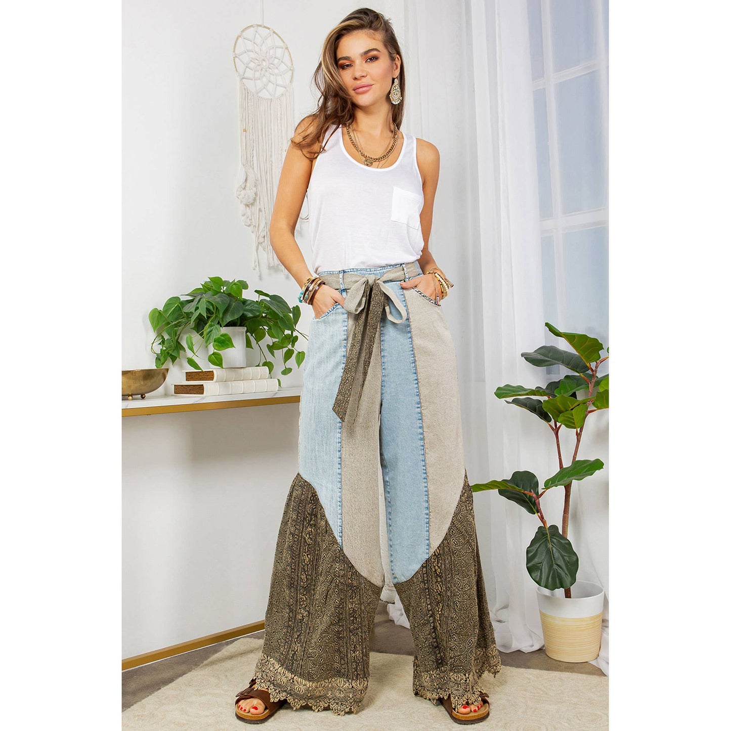 Wild West Lace Rhapsody Denim Lace Flare Pants