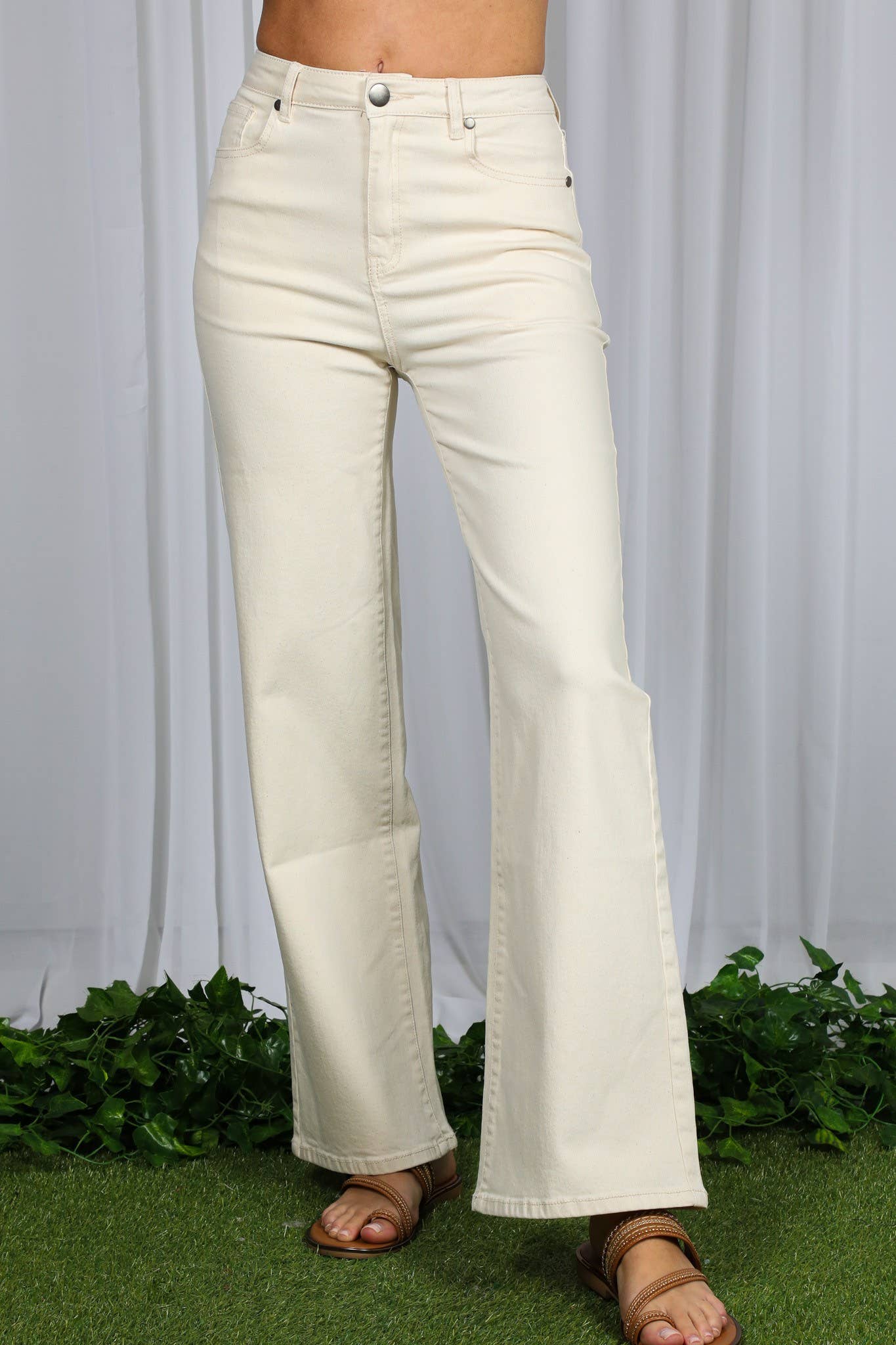 Wide & Loose Straight Leg Cotton Span Long Pants