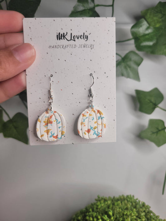 Fall Fetti White Pumpkin Dangles
