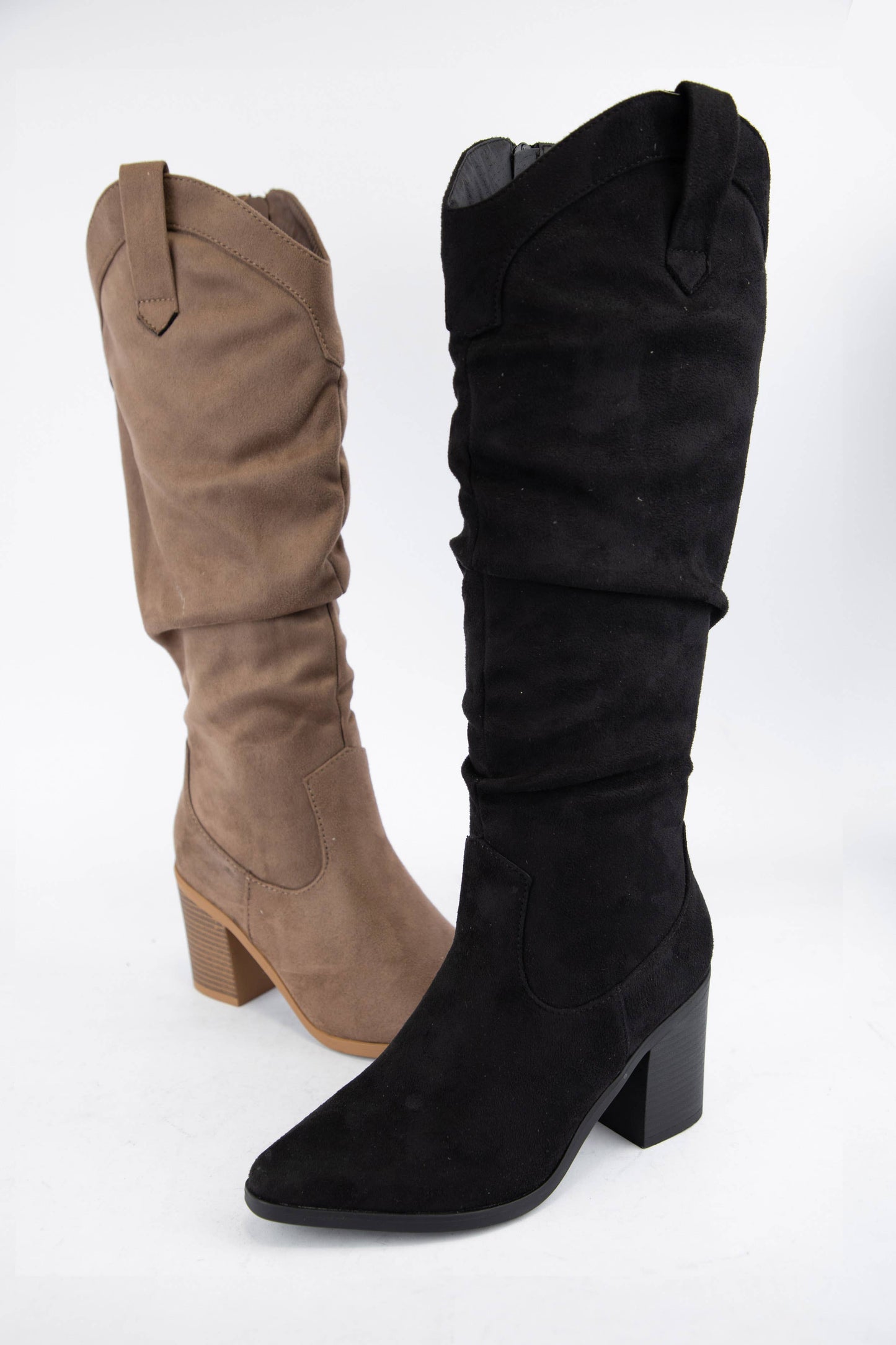 SPEECH-3 SLOUCHY WESTERN BLOCK HEEL BOOTS