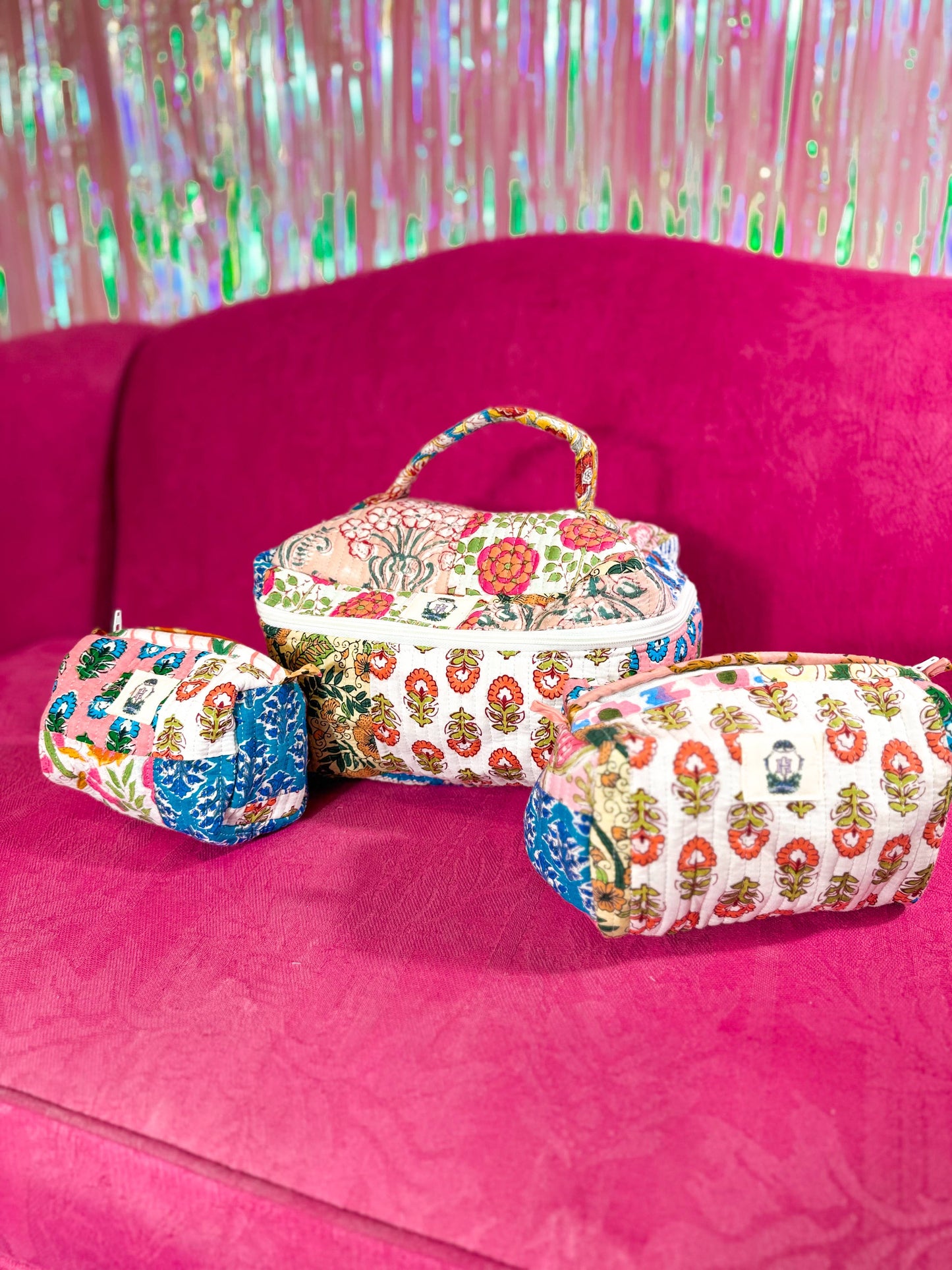 Wildflower Patch | Quilted Cosmetic Bags-set of 3