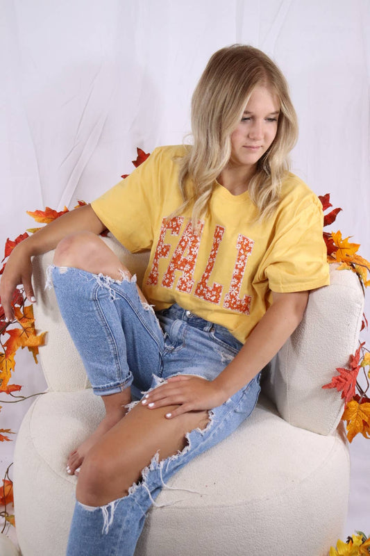  Fall Floral Halloween Short Sleeve Tee