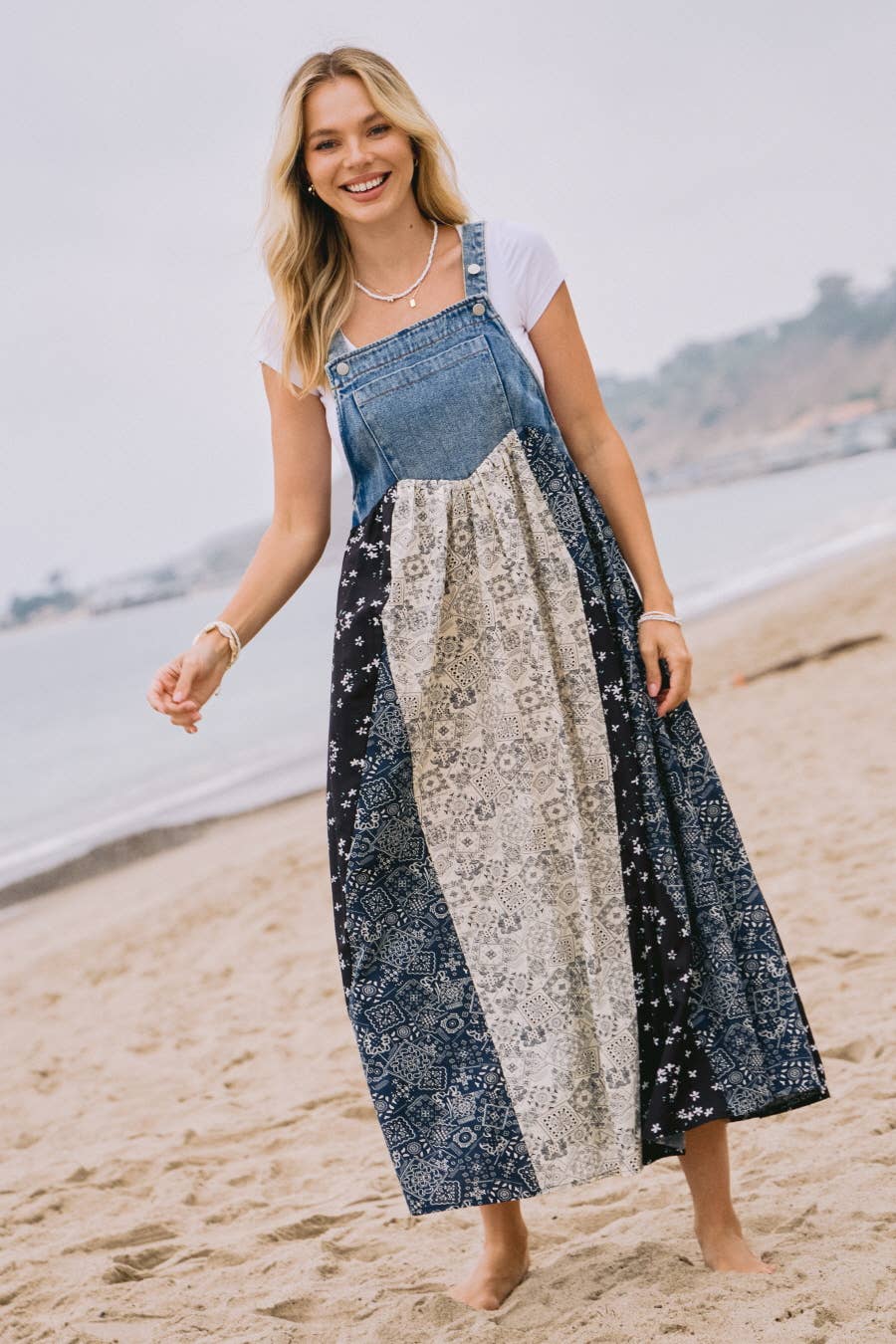 Washed Denim Top Overall Dress