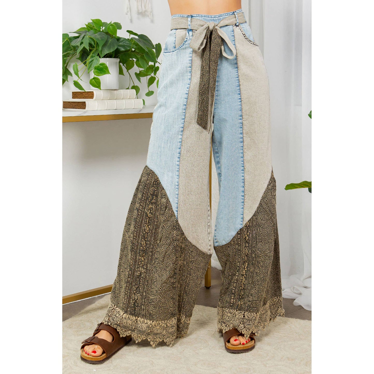 Wild West Lace Rhapsody Denim Lace Flare Pants