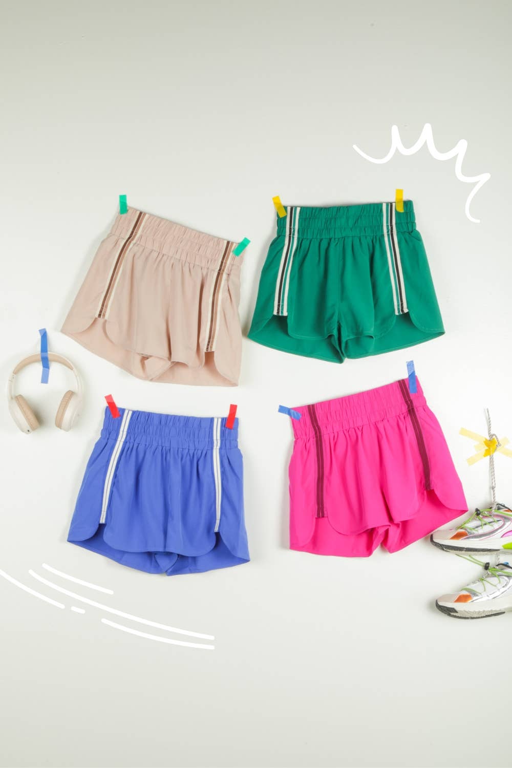 Striped Trim Detail Activewear Shorts