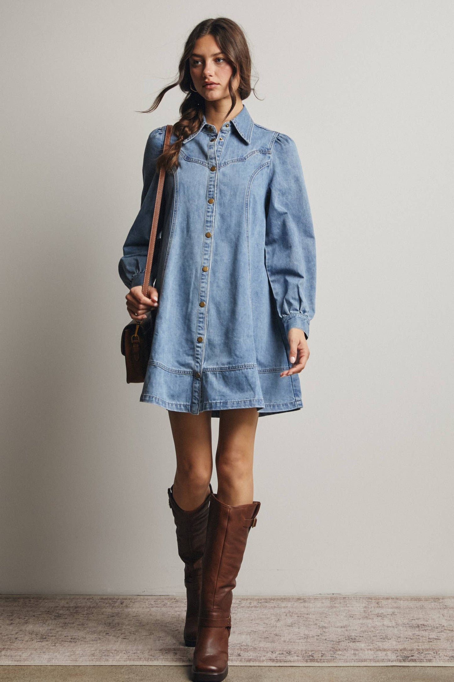 Western Seam Denim Mini Dress